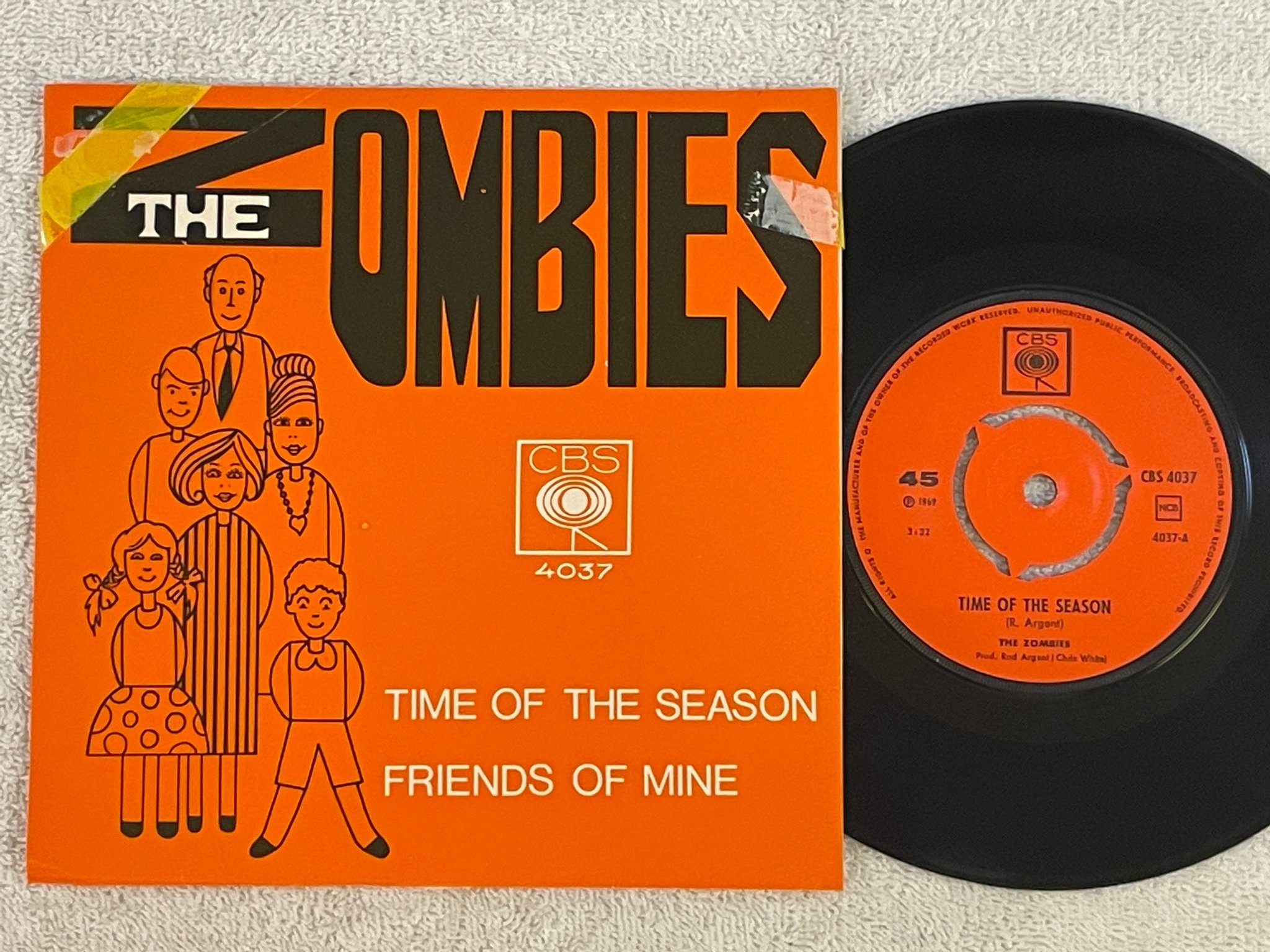 Omslagsbild för skivan ZOMBIES time of the season 7"single -69 ncb CBS 4037 