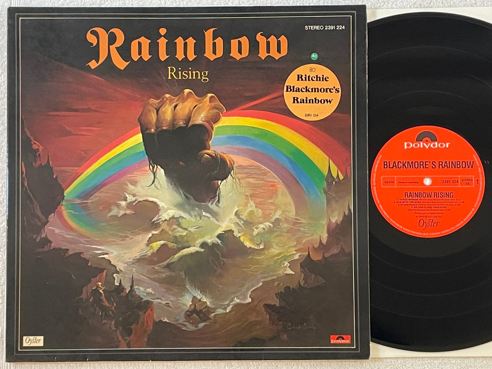 Omslagsbild för skivan BLACKMORE'S RAINBOW rainbow rising LP Ger POLYDOR 2391 224