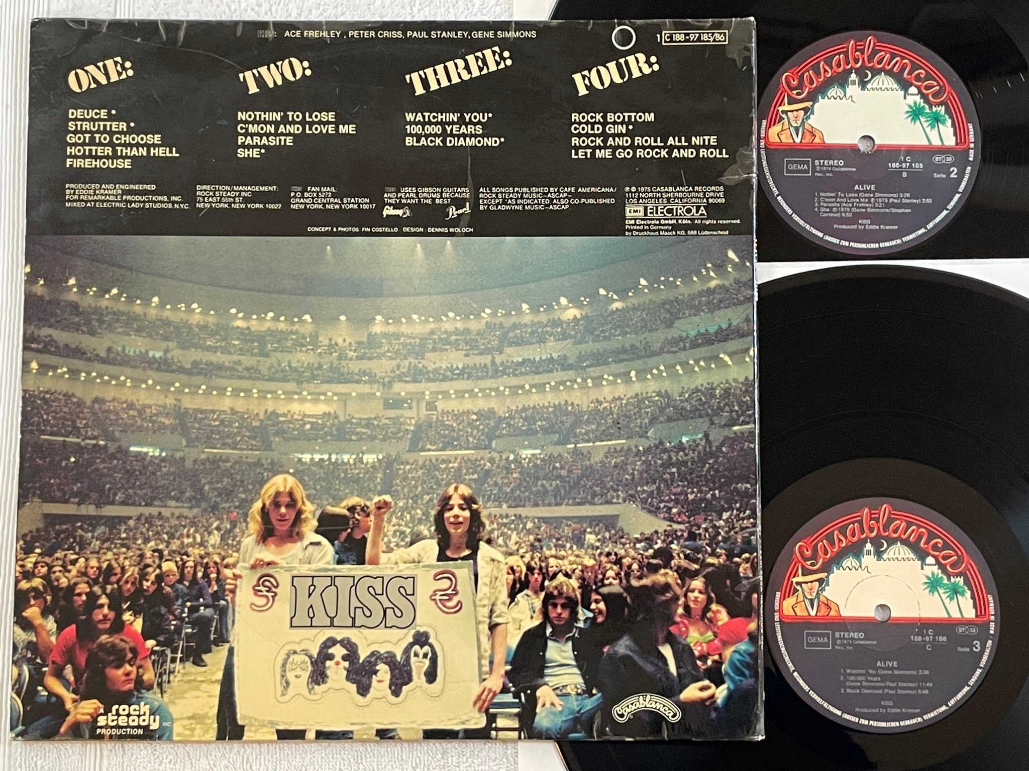 Omslagsbild för skivan KISS alive! 2xLP -75 Ger CASABLANCA 1C 188-97185/86