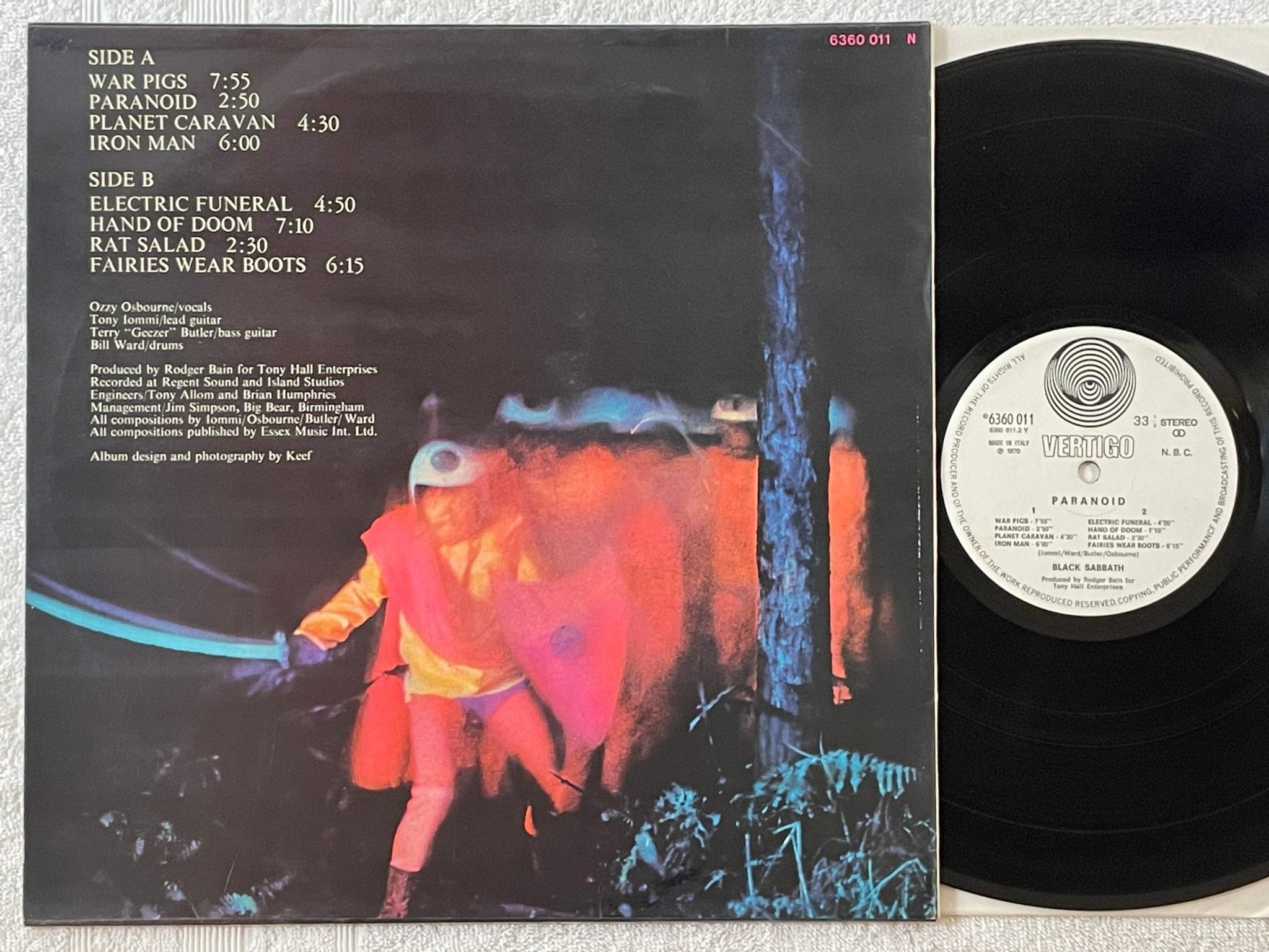 Omslagsbild för skivan BLACK SABBATH paranoid LP Ita VERTIGO 6360011 swirl