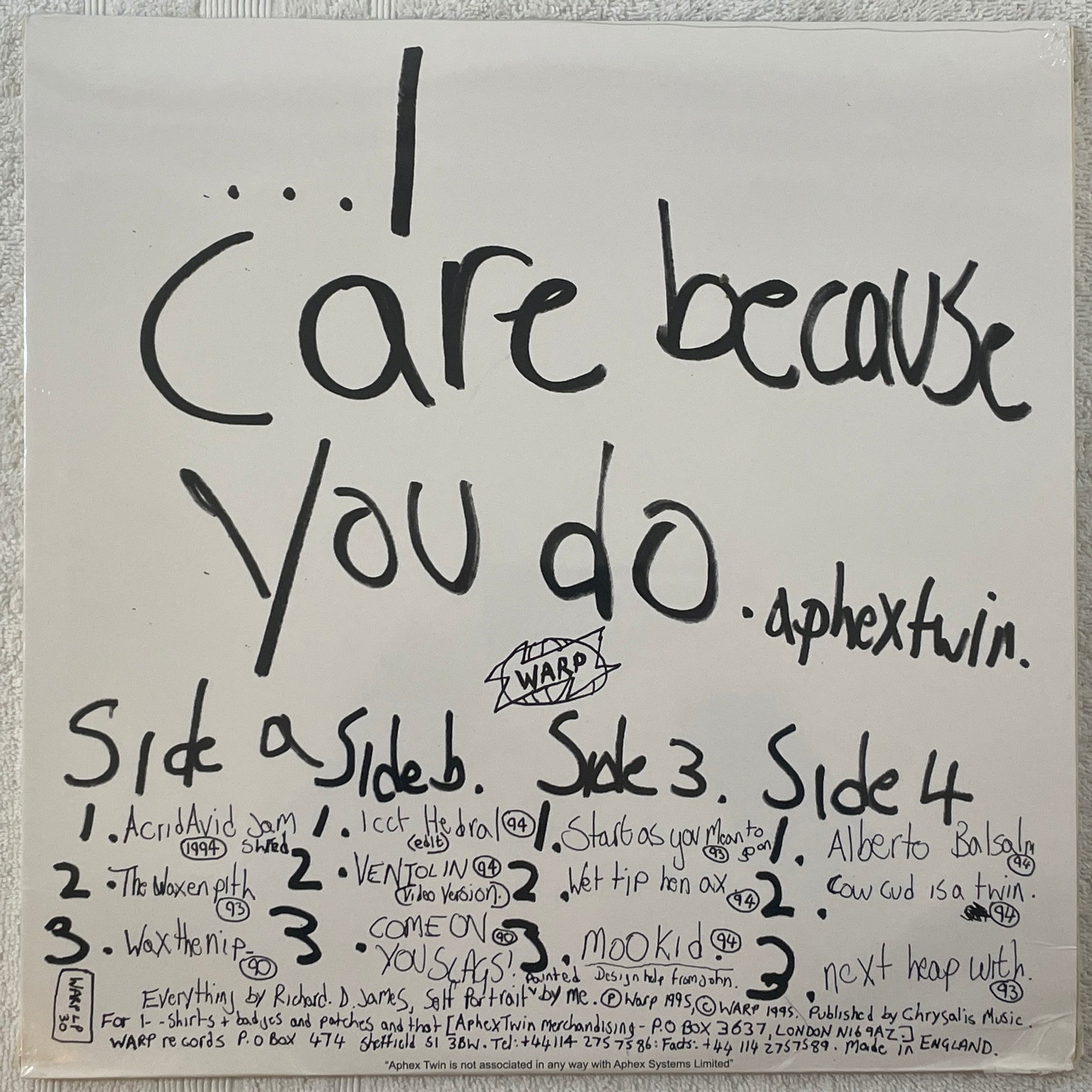 Omslagsbild för skivan APHEX TWIN  ...I Care Because You Do 2xLP  re 2022 WARP LP 30 sealed
