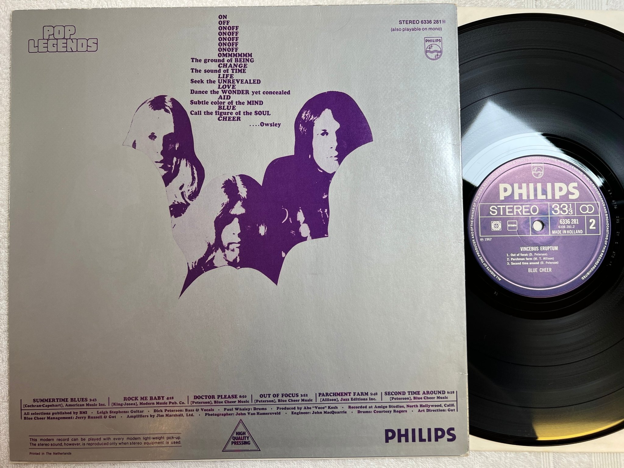 Omslagsbild för skivan BLUE CHEER vincebus eruption LP re Hol PHILIPS 6336 281