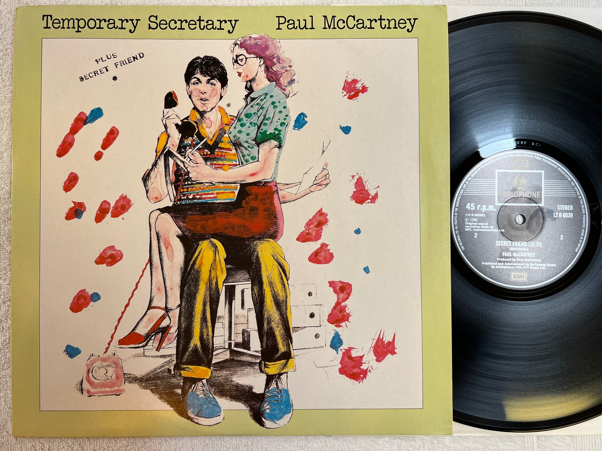 Omslagsbild för skivan PAUL McCARTNEY Temporary Secretary 12"single UK 12 R 6039 ** mega rare **