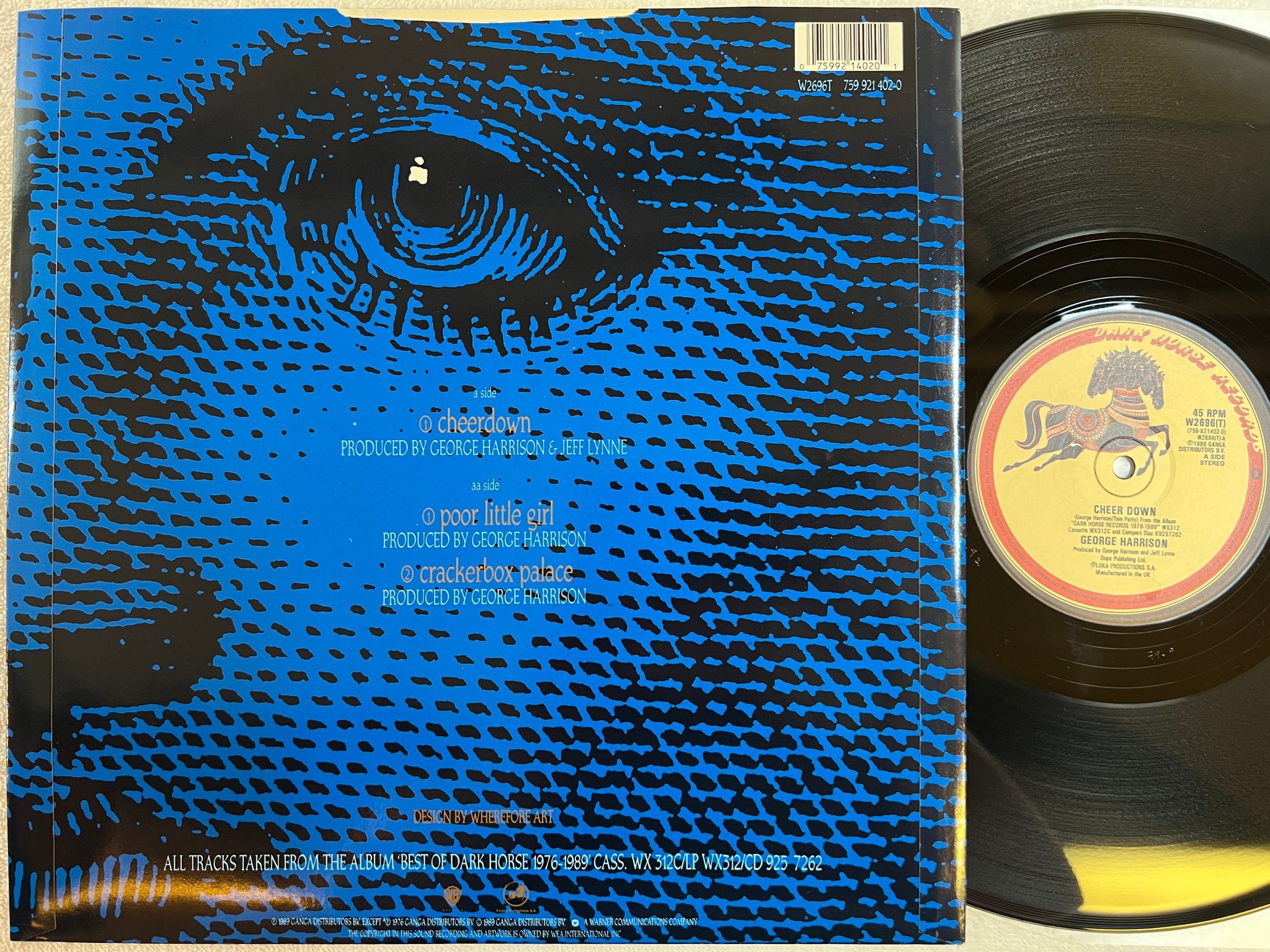 Omslagsbild för skivan GEORGE HARRISON Cheer Down 12"single -89 DARK HORSE W2696T 