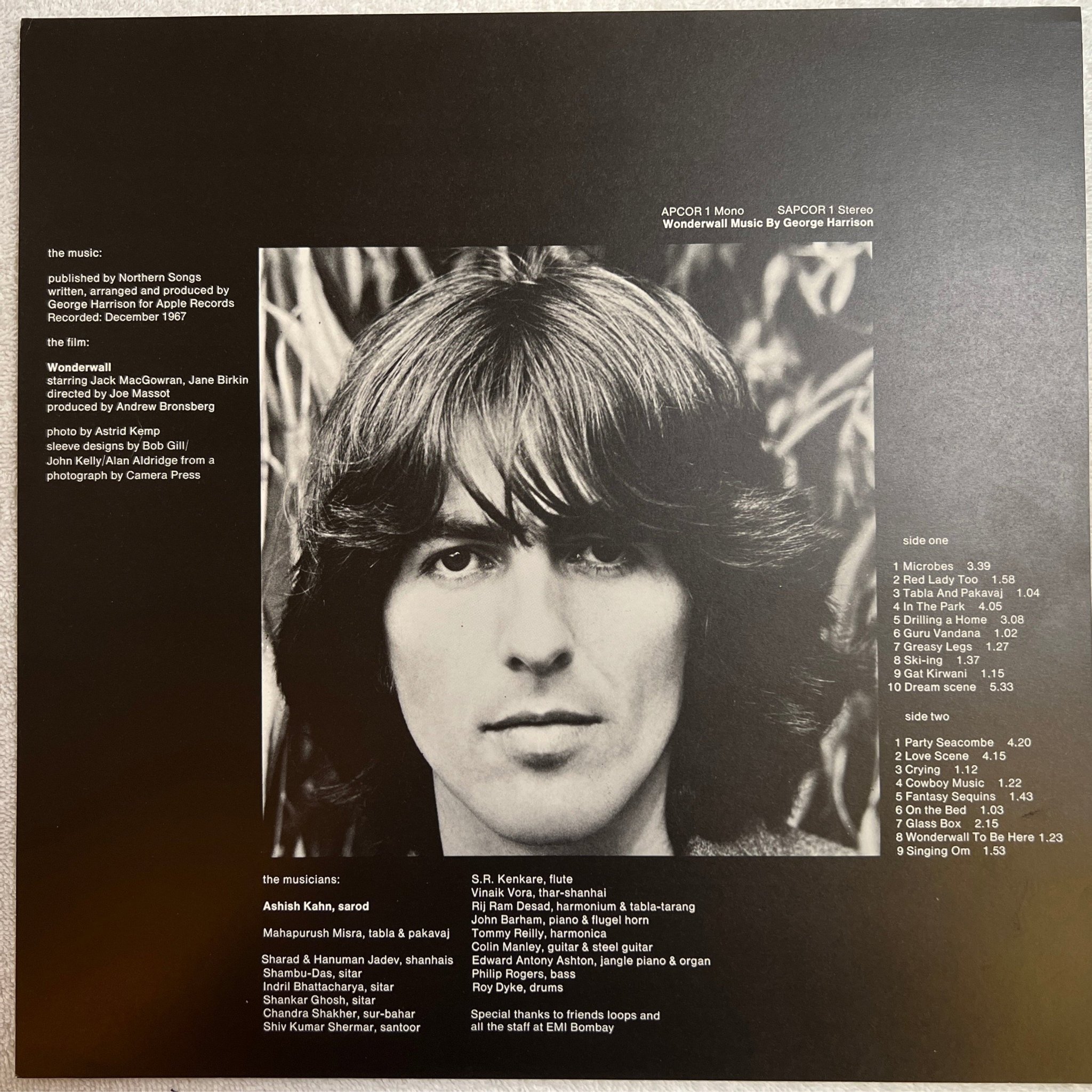 Omslagsbild för skivan GEORGE HARRISON wonderwall LP re Ger APPLE 1C 062-90490