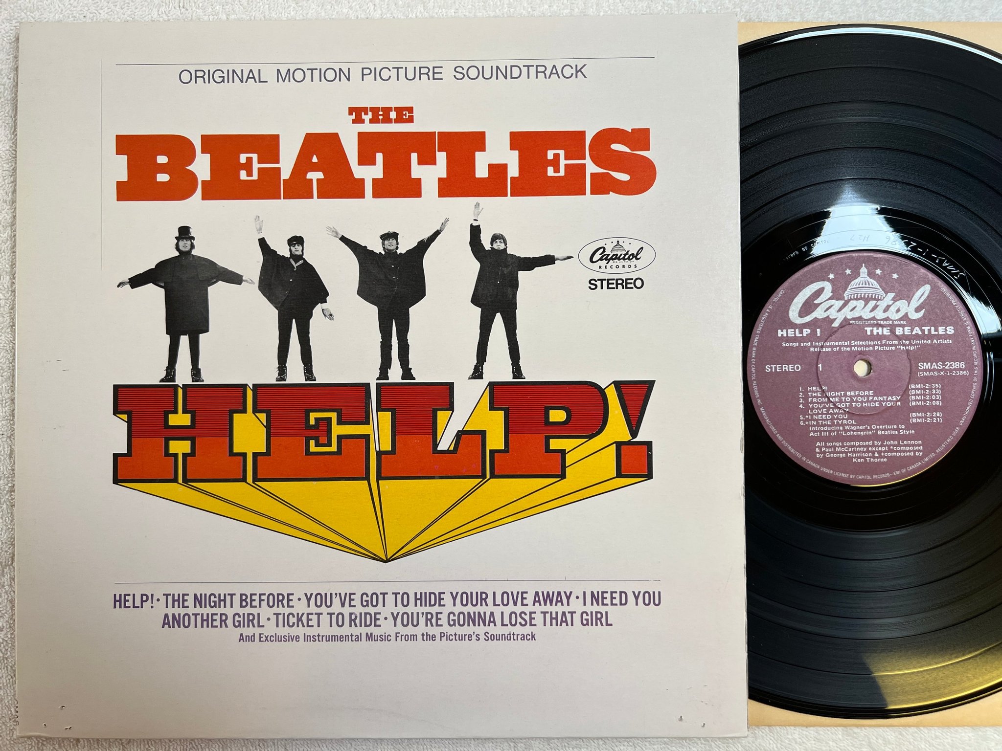 Omslagsbild för skivan THE BEATLES help LP re Can CAPITOL SMAS 2386