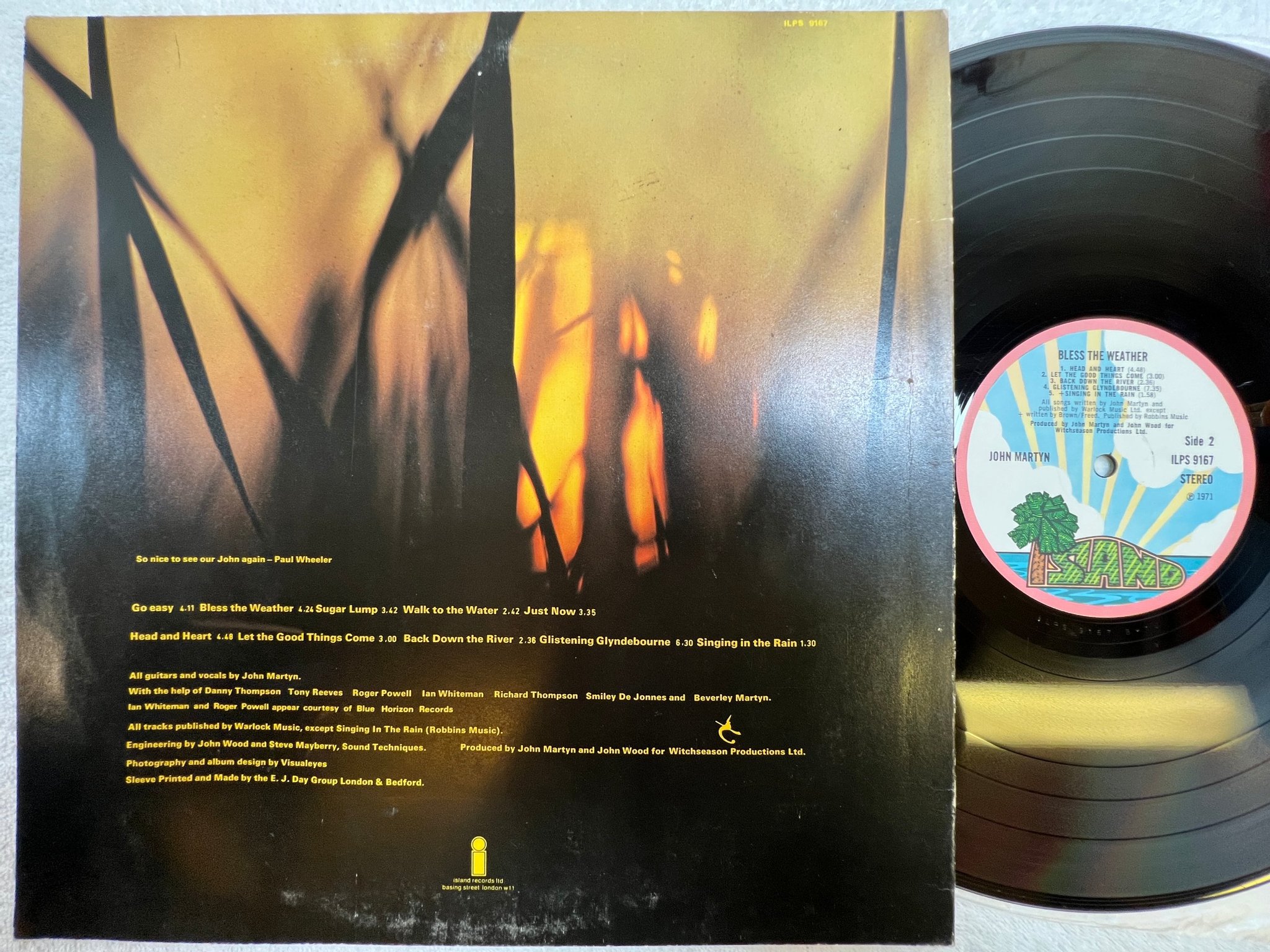 Omslagsbild för skivan JOHN MARTYN bless the weather LP -71 UK ISLAND ILPS 9167