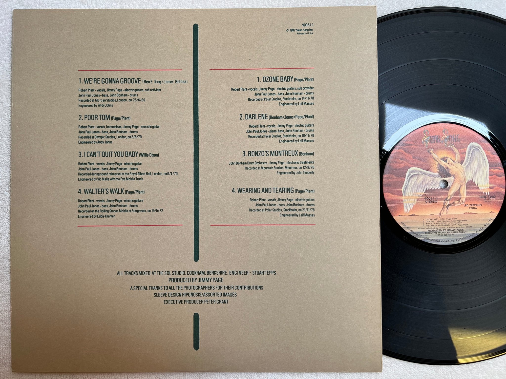 Omslagsbild för skivan LED ZEPPELIN coda LP -82 US SWAN SONG SS 90051-1