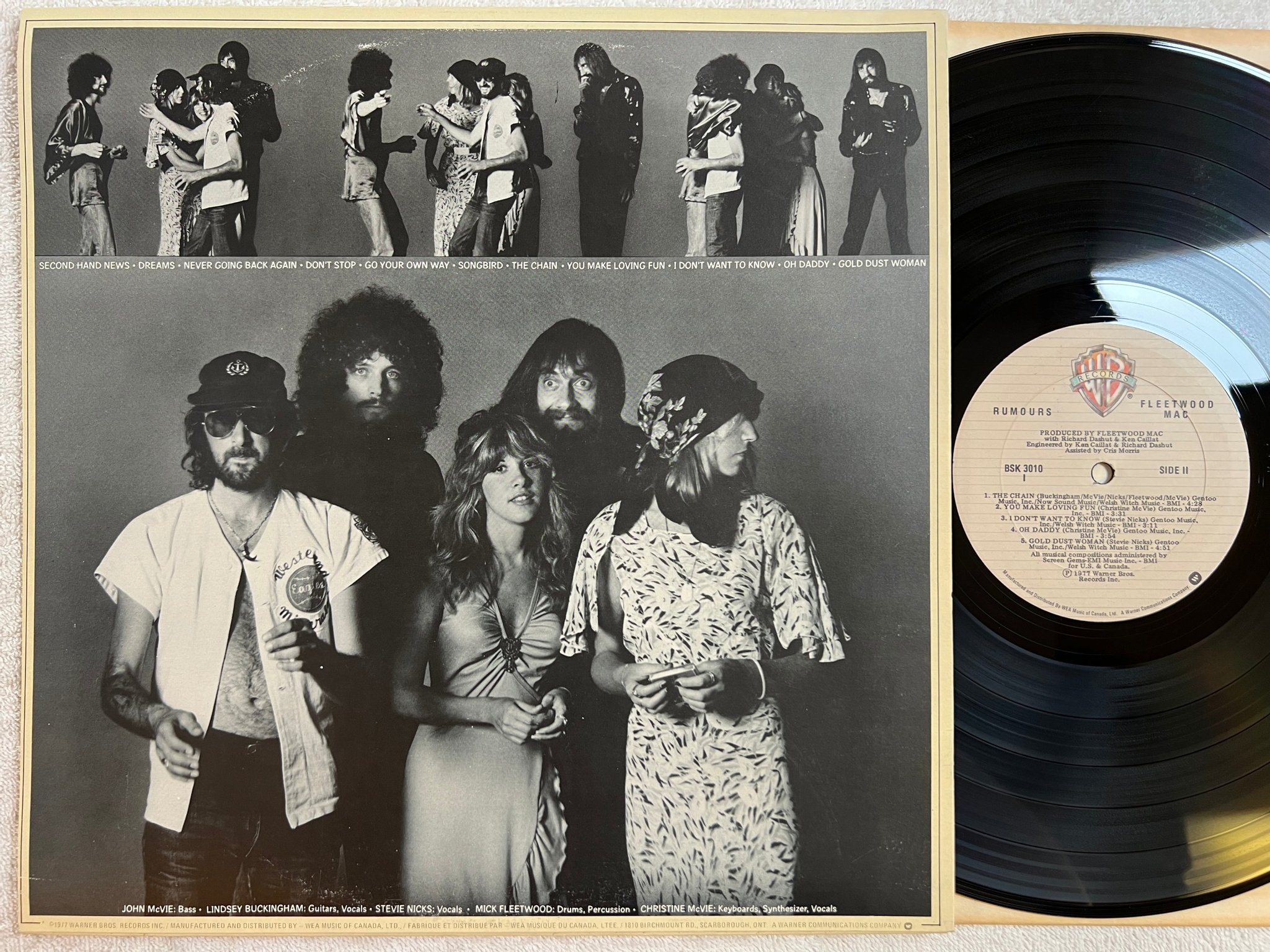 Omslagsbild för skivan FLEETWOOD MAC rumours LP -77 Can WARNER BROS BSK 3010