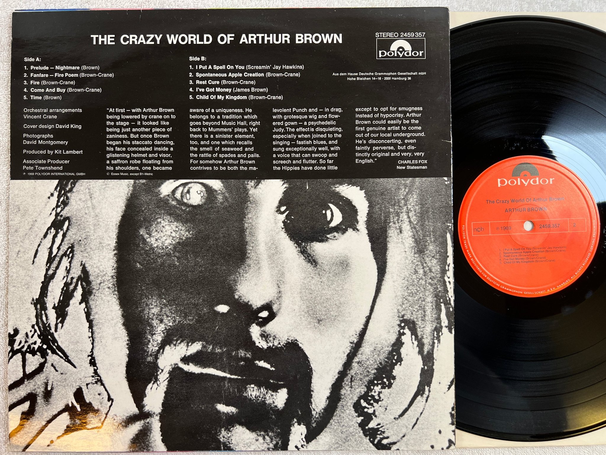 Omslagsbild för skivan ARTHUR BROWN the crazy world of Arthur Brown LP ncb POLYDOR 2459 357
