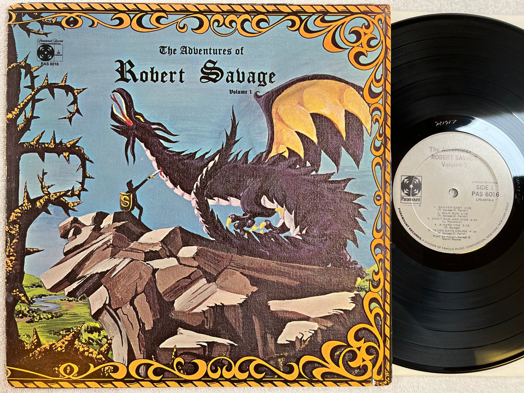 Omslagsbild för skivan ROBERT SAVAGE the adventures of  vol 1 LP -71 US PARAMOUNT PAS 6016
