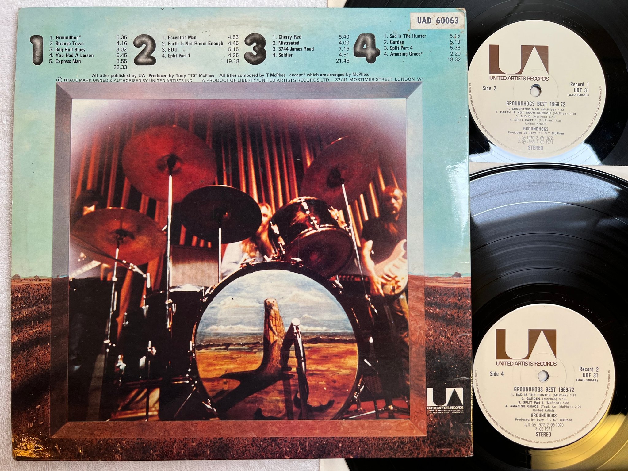 Omslagsbild för skivan GROUNDHOGS best 1969-72 2xLP -74 UK UNITED ARTISTS UDF 31