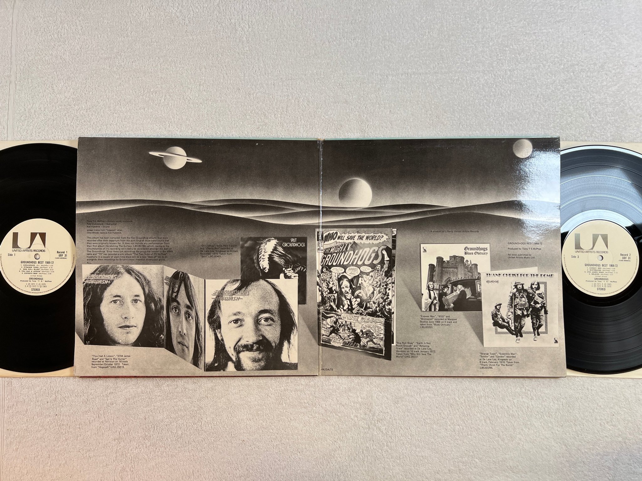 Omslagsbild för skivan GROUNDHOGS best 1969-72 2xLP -74 UK UNITED ARTISTS UDF 31