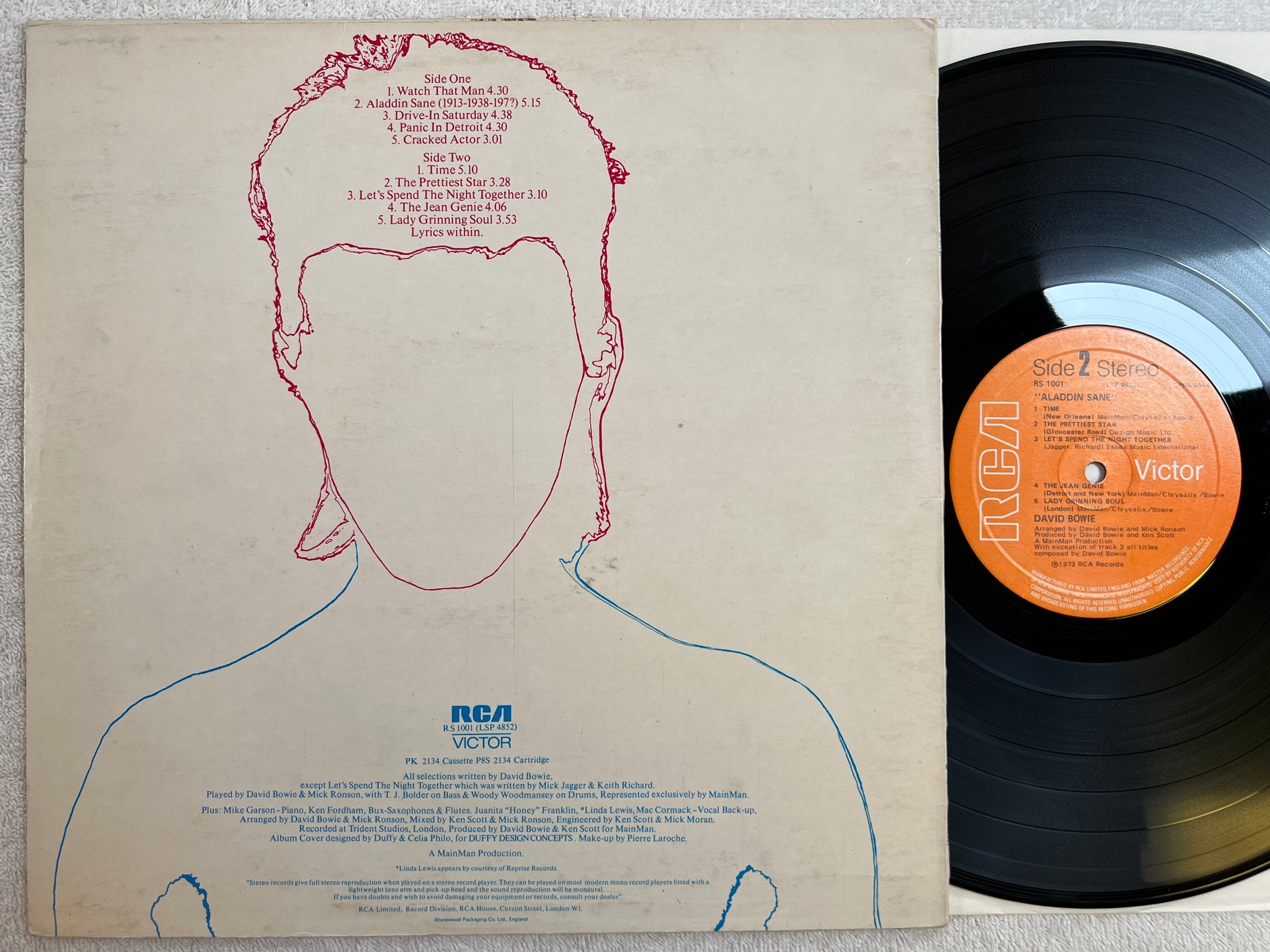 Omslagsbild för skivan DAVID BOWIE aladdin sane LP -73 UK RCA RS 1001