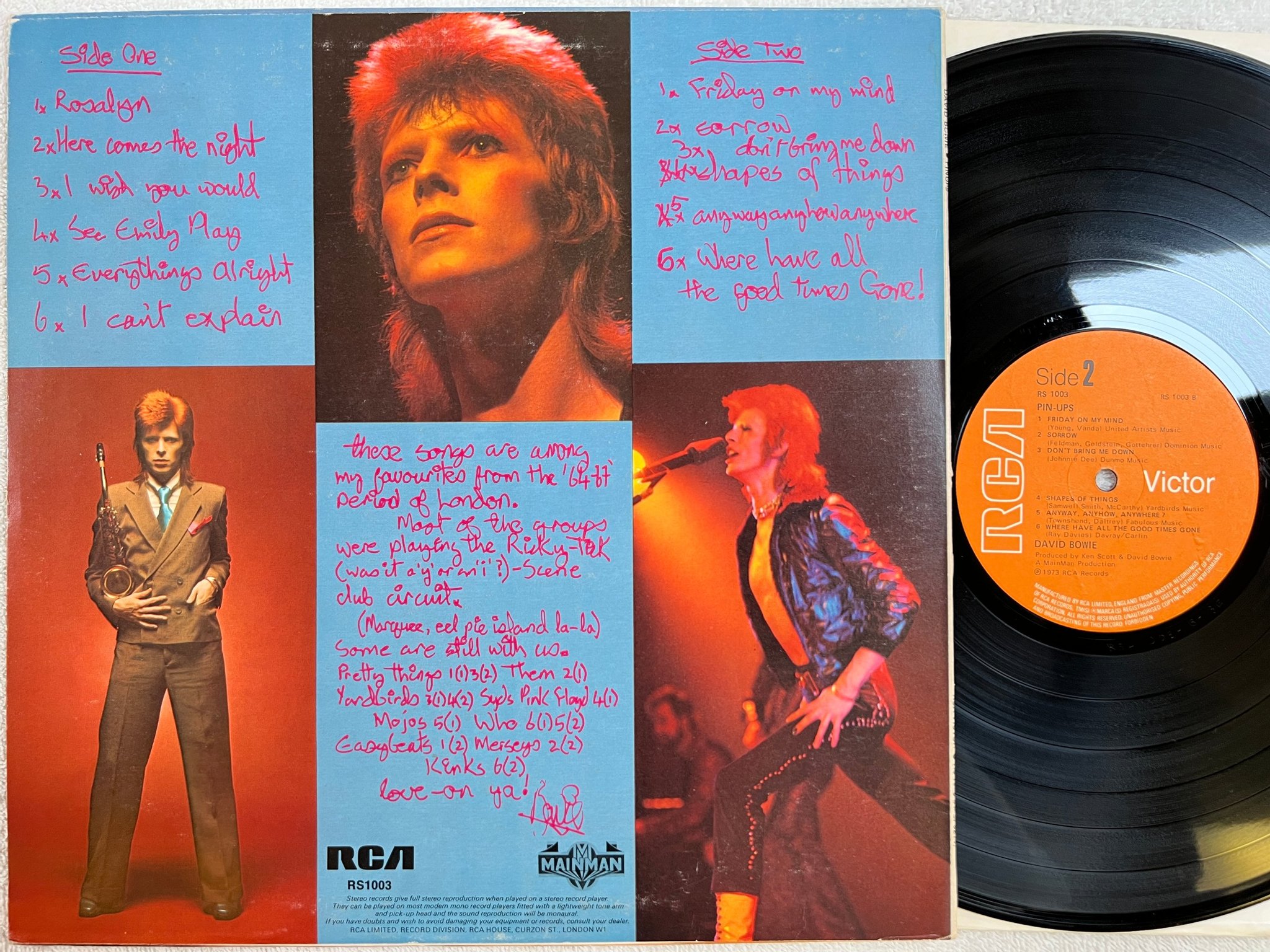 Omslagsbild för skivan DAVID BOWIE pin-ups LP -73 UK RCA RS 1003