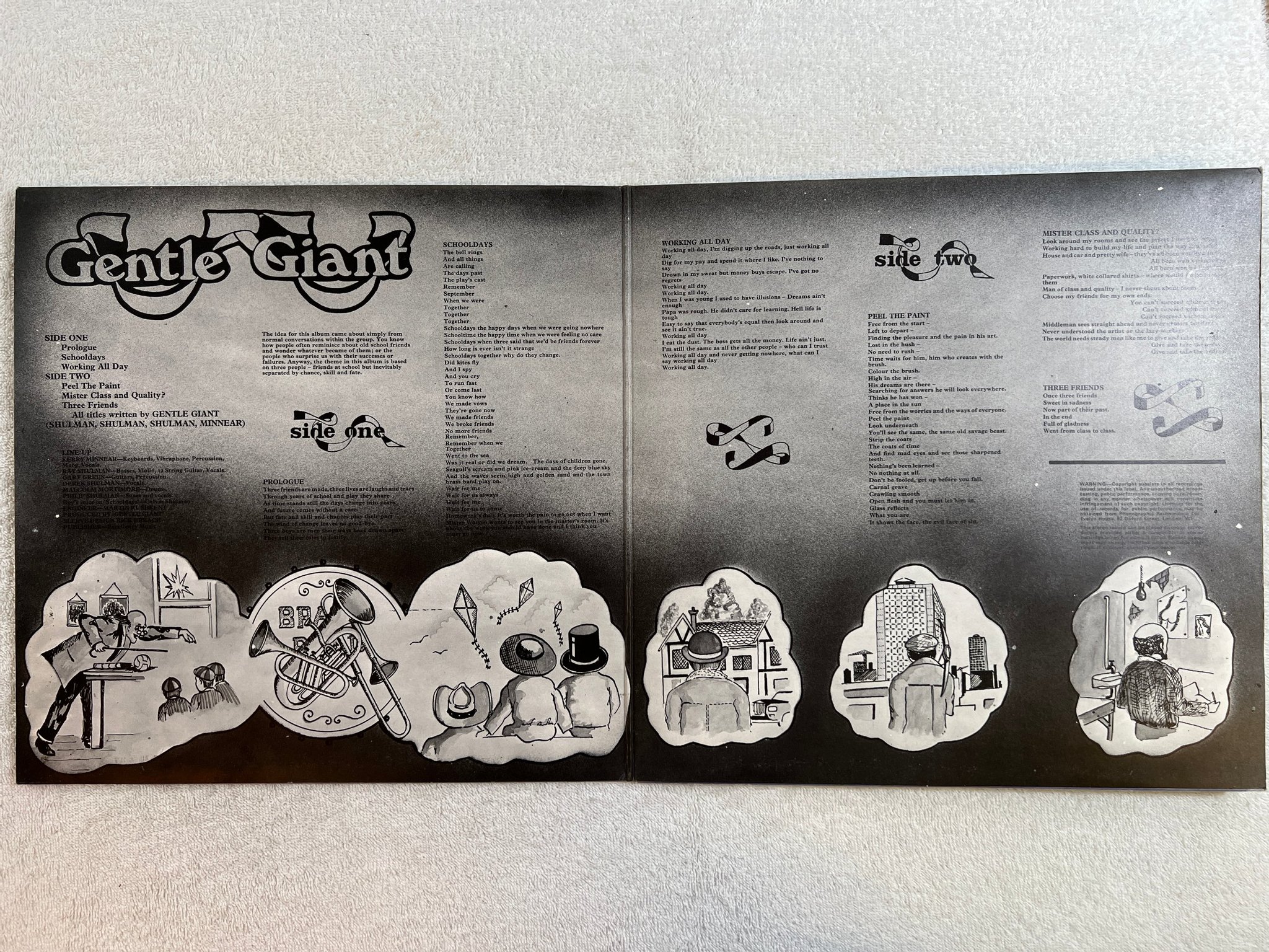 Omslagsbild för skivan GENTLE GIANT three friends LP -72 UK VERTIGO small swirl 6360 070