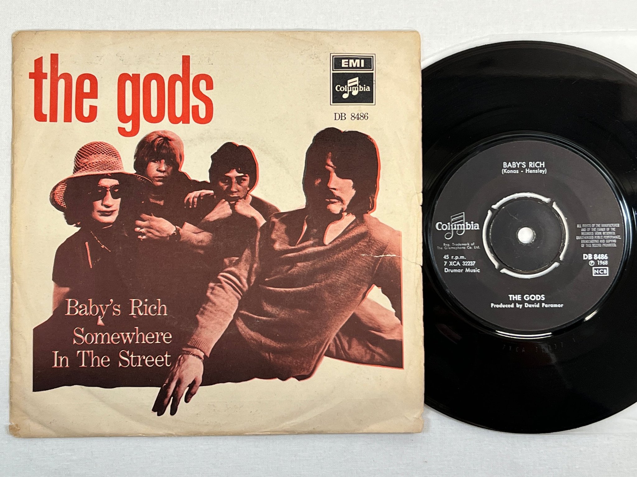 Omslagsbild för skivan THE GODS baby's rich 7"single -68 Swe COLUMBIA DB 8486 ** rare **