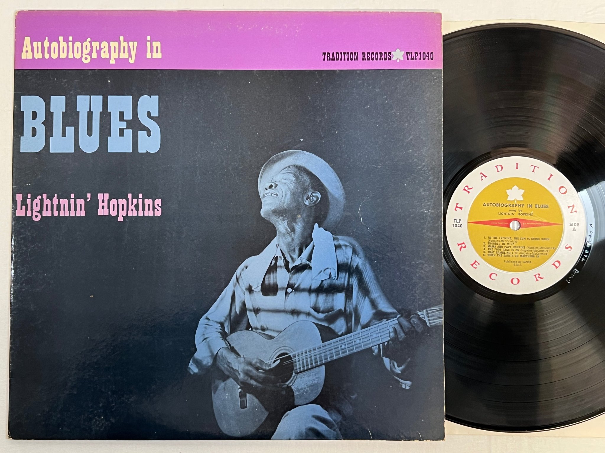 Omslagsbild för skivan LIGTHNIN' HOPKINS Autobiography In Blues LP -60 US TRADITION TLP 1040