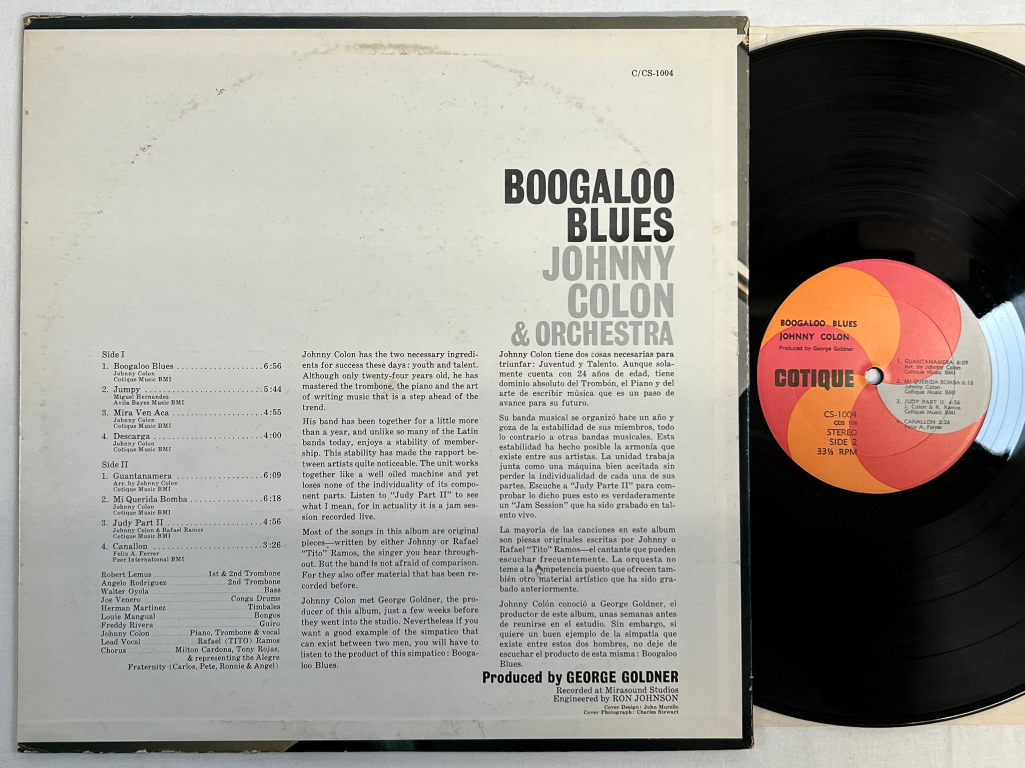 Omslagsbild för skivan JOHNNY COLON boogaloo blues LP -67 US COTIQUE CS 1004 rare ! ! ! 