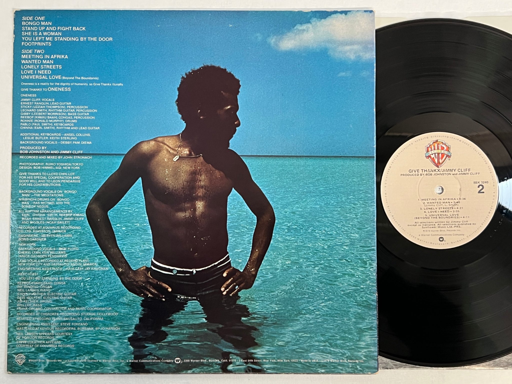 Omslagsbild för skivan JIMMY CLIFF give thankx LP -78 US WARNER BROS BSK 3240