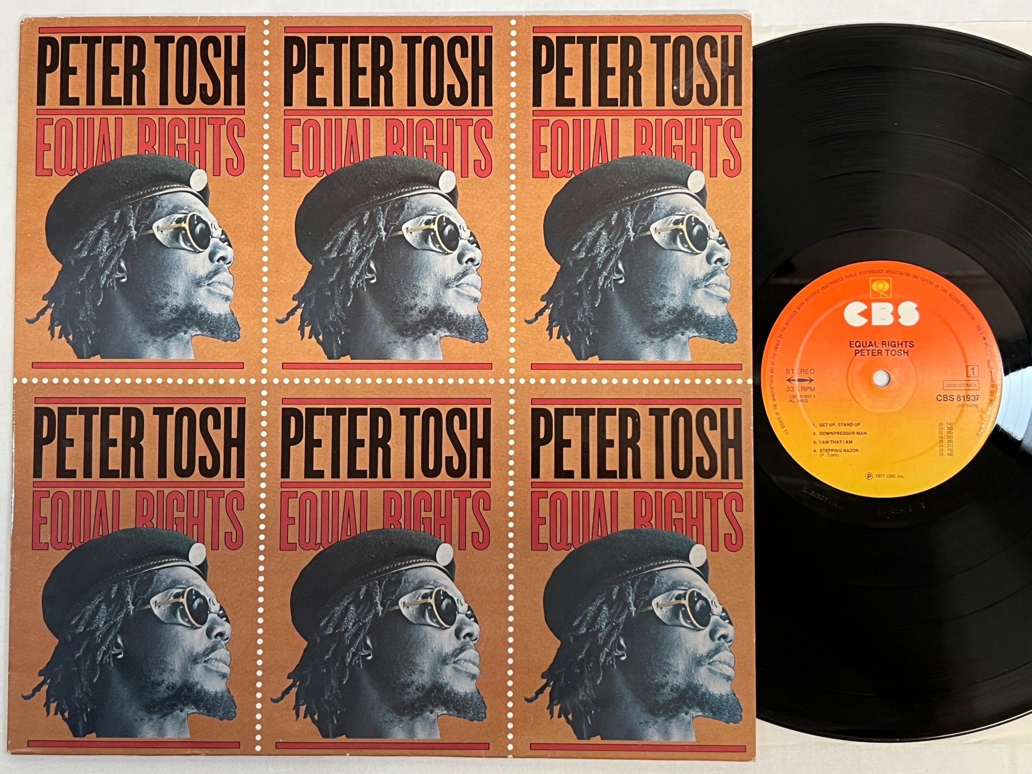 Omslagsbild för skivan PETER TOSH equal rights LP Hol CBS 81937 