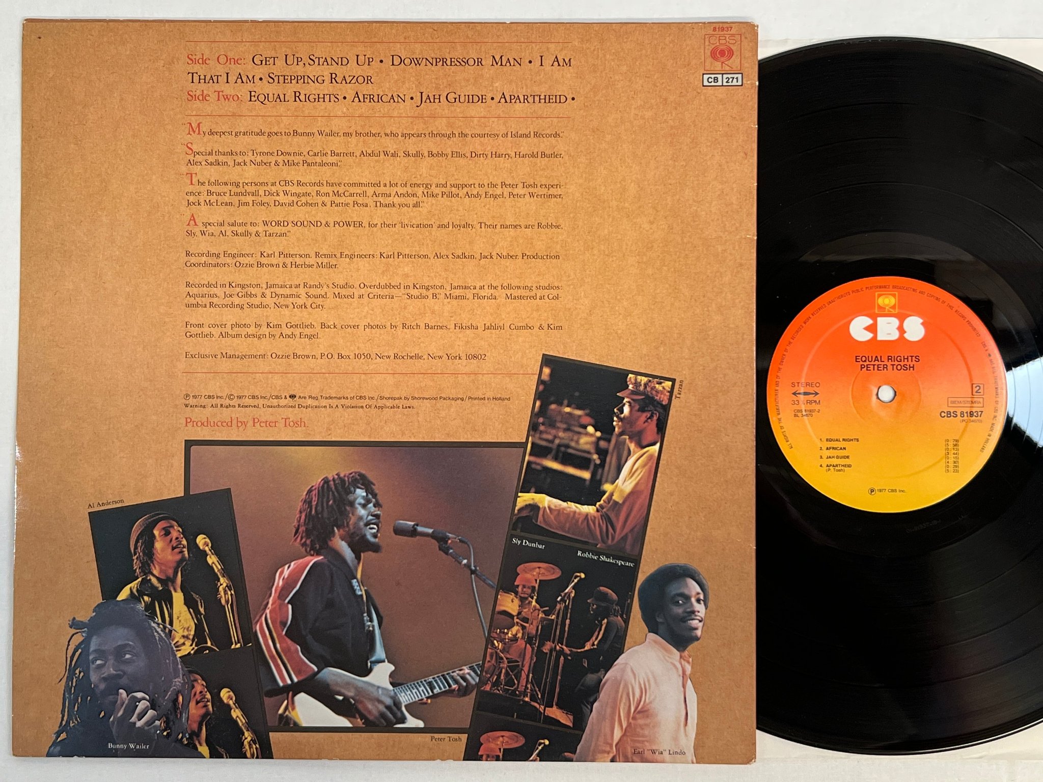 Omslagsbild för skivan PETER TOSH equal rights LP Hol CBS 81937 