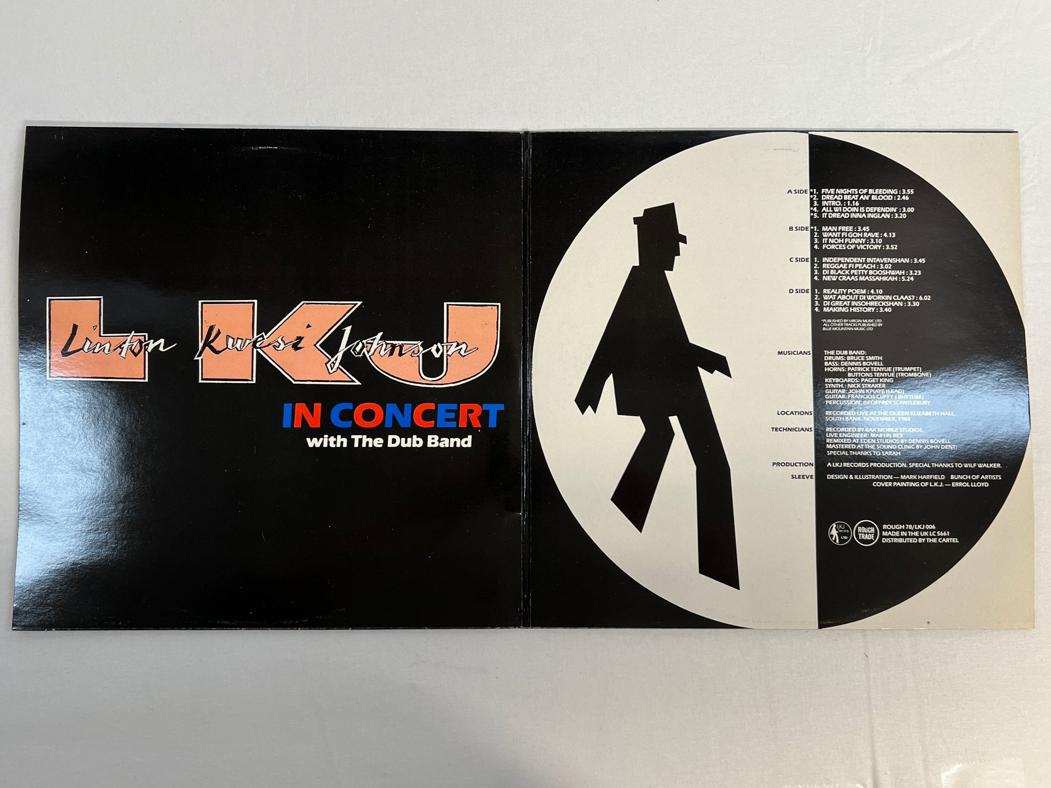 Omslagsbild för skivan LINTON KWESI JOHNSON in concert 2xLP ncb ROUGH 78 