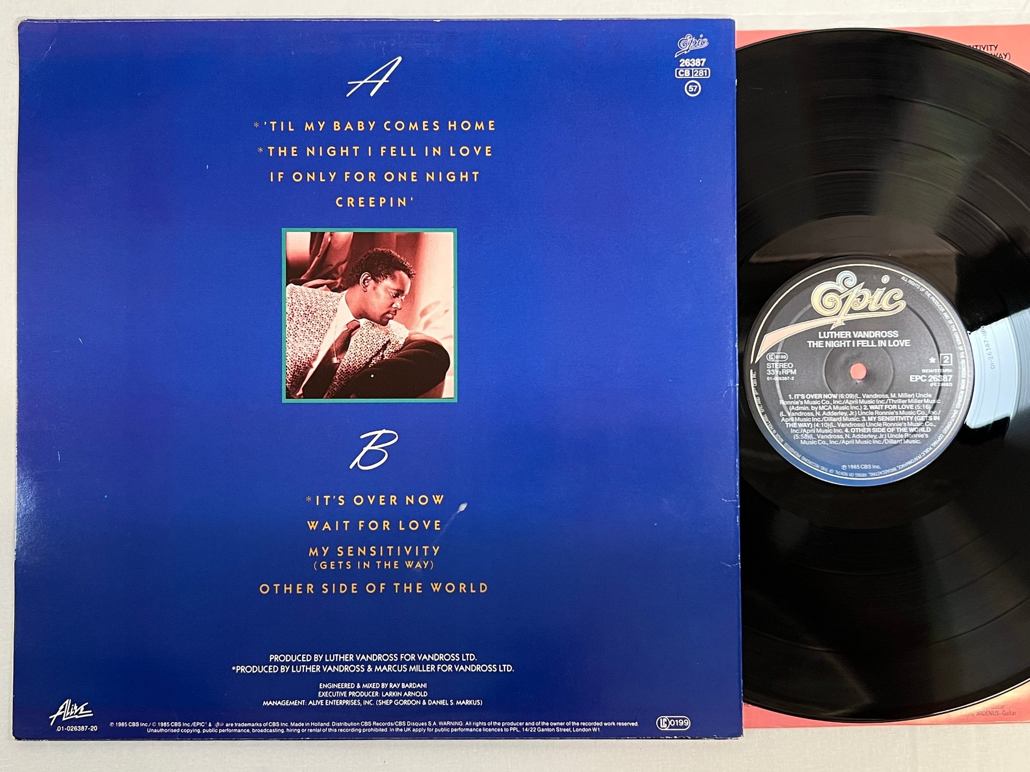 Omslagsbild för skivan LUTHER VANDROSS the night fell in love LP -85 Hol EPIC EPC 26387