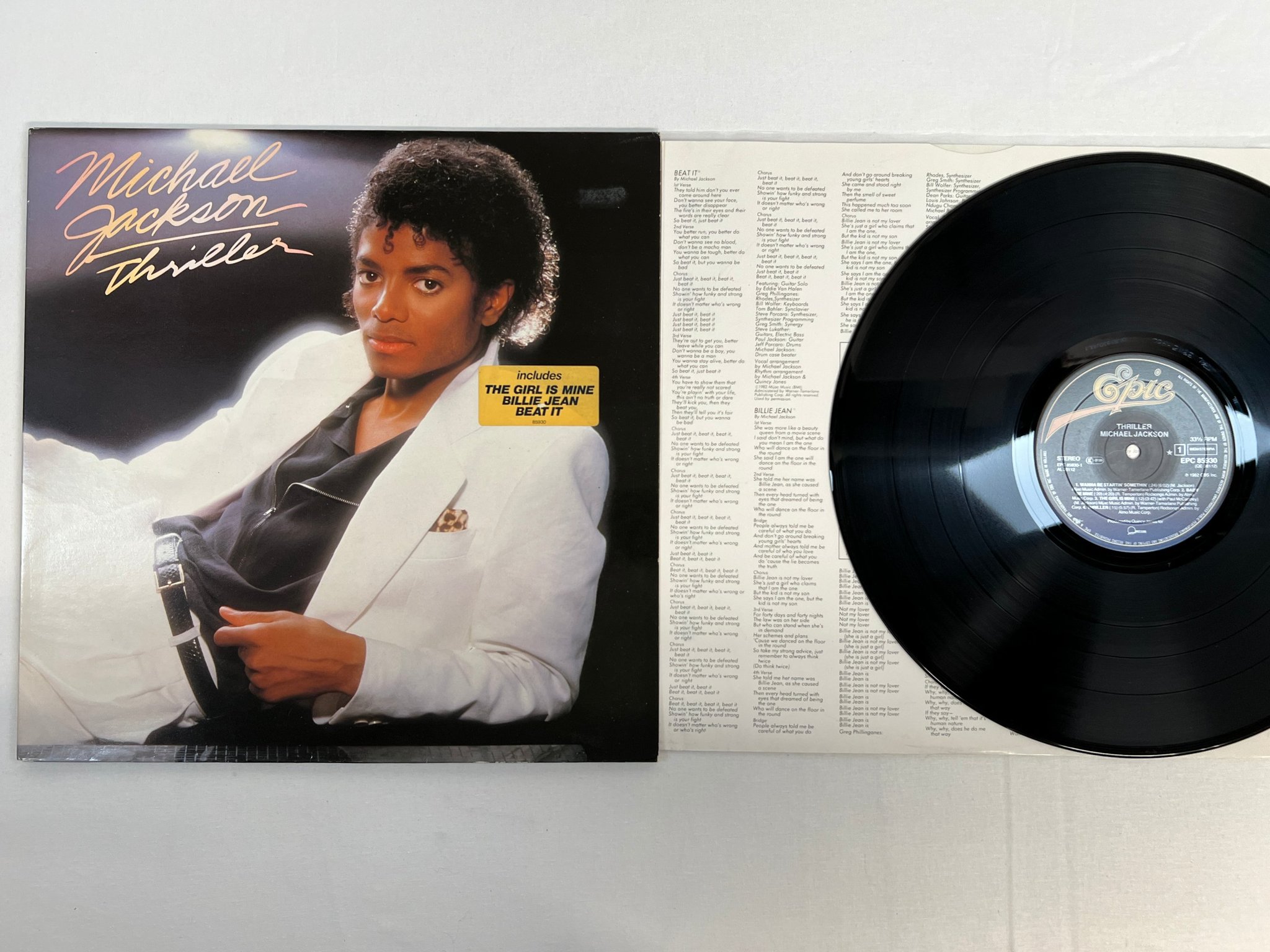 Omslagsbild för skivan MICHAEL JACKSON thriller LP -82 Hol EPIC EPC 85930 