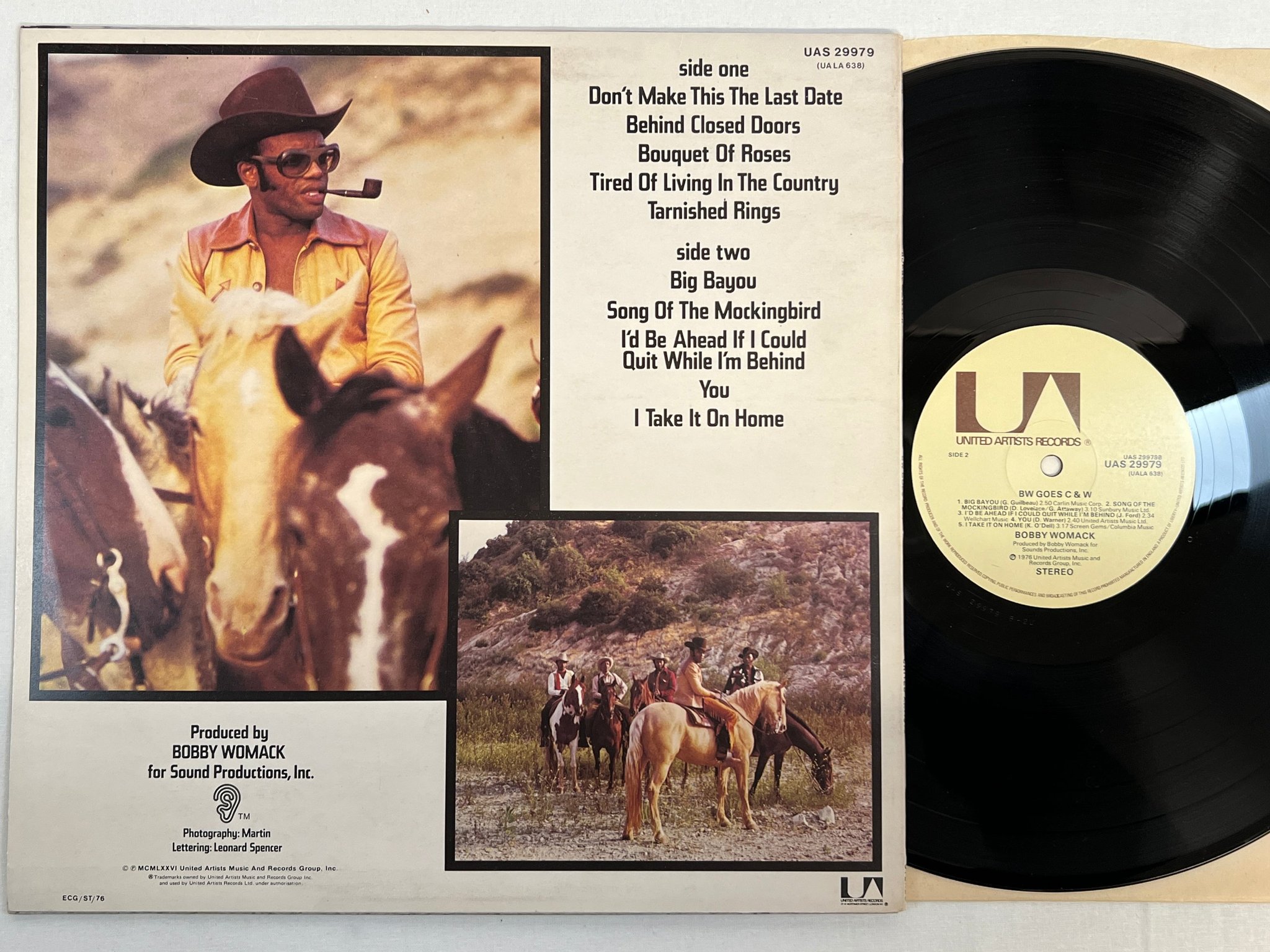 Omslagsbild för skivan BOBBY WOMACK BW goes C&W LP -76 UNITED ARTISTS UAS 29979