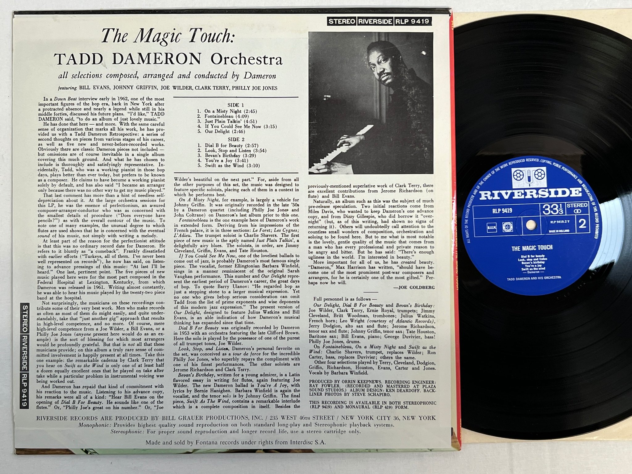Omslagsbild för skivan TADD DAMERON the magic touch LP Hol RIVERSIDE RLP 9419