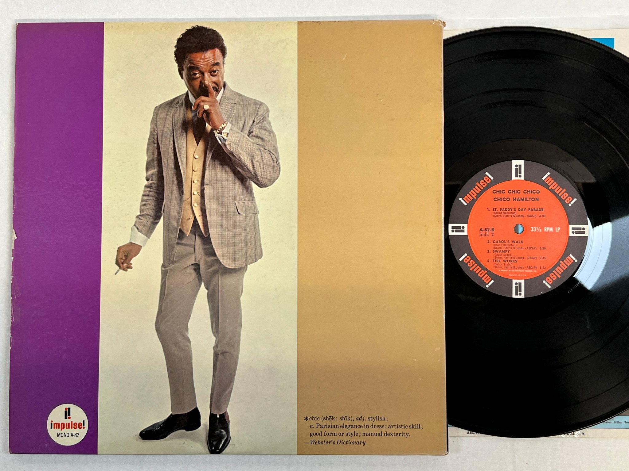 Omslagsbild för skivan CHICO HAMILTON chic chic chico LP -65 US IMPULSE A-82  cool jazz 