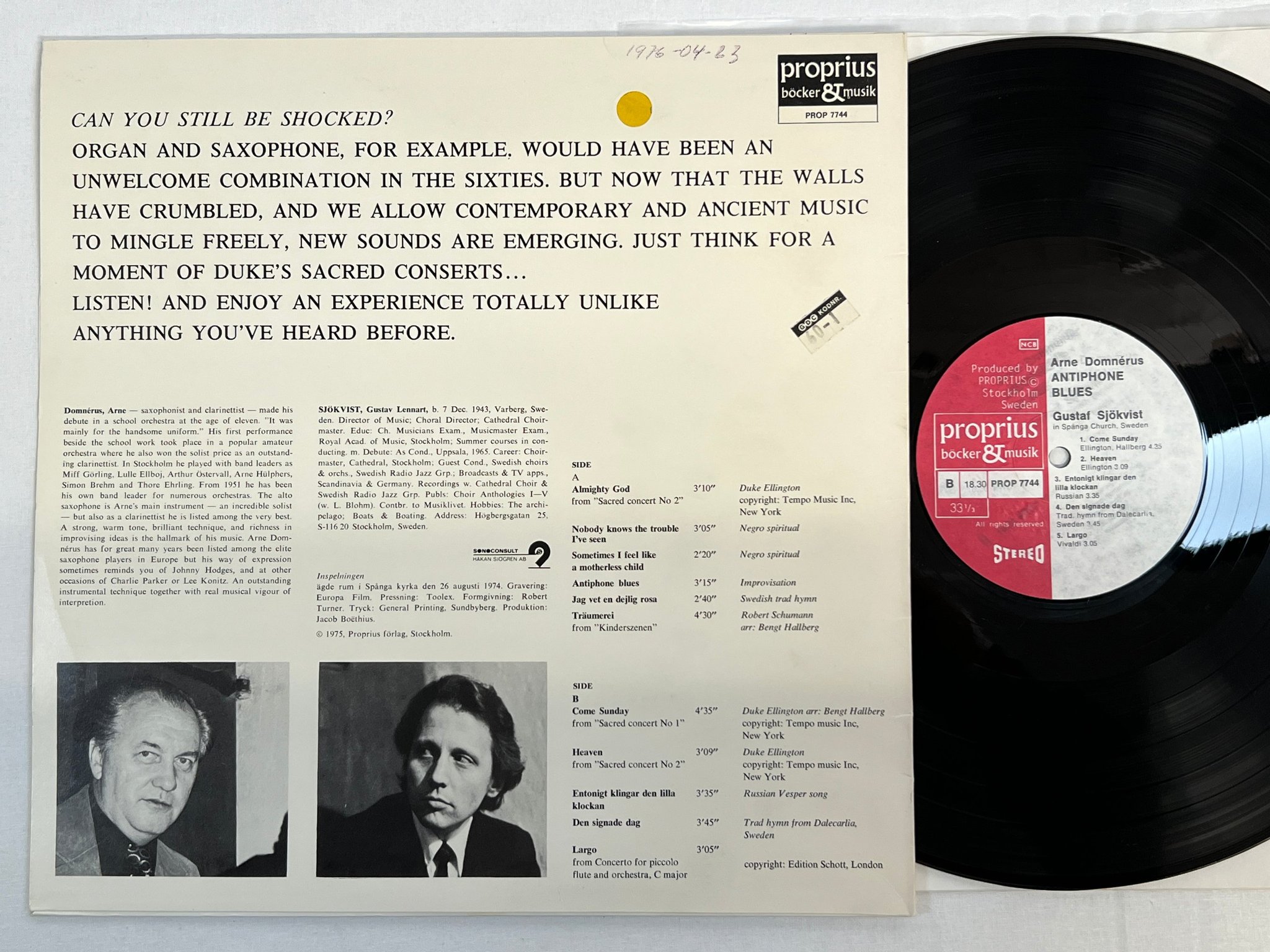 Omslagsbild för skivan ARNE DOMNERUS antiphone blues LP -75 Swe PROPIUS PROP 7744?