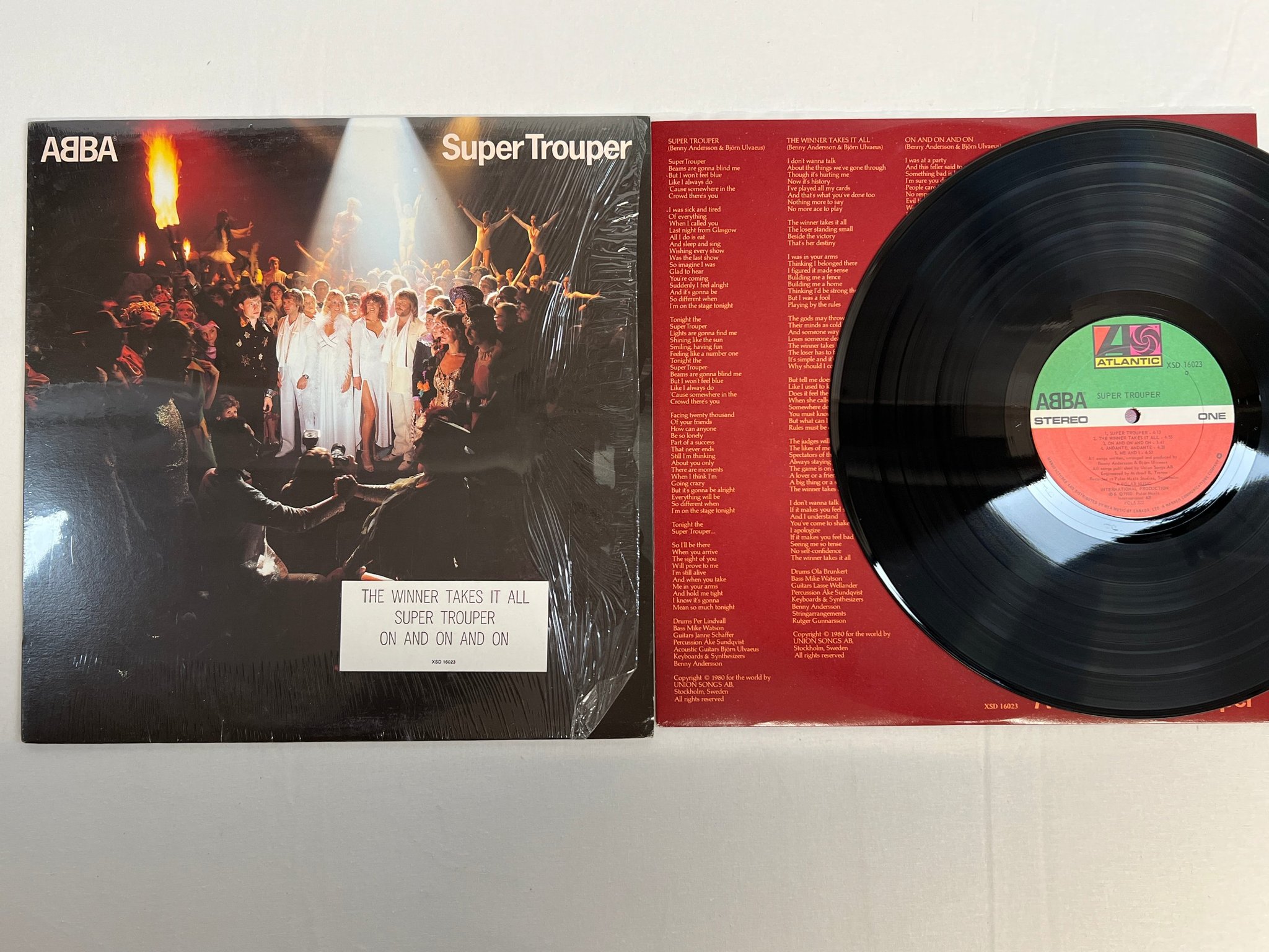 Omslagsbild för skivan ABBA super trouper LP -80 Can POLAR XSD 16023 "hype sticker"