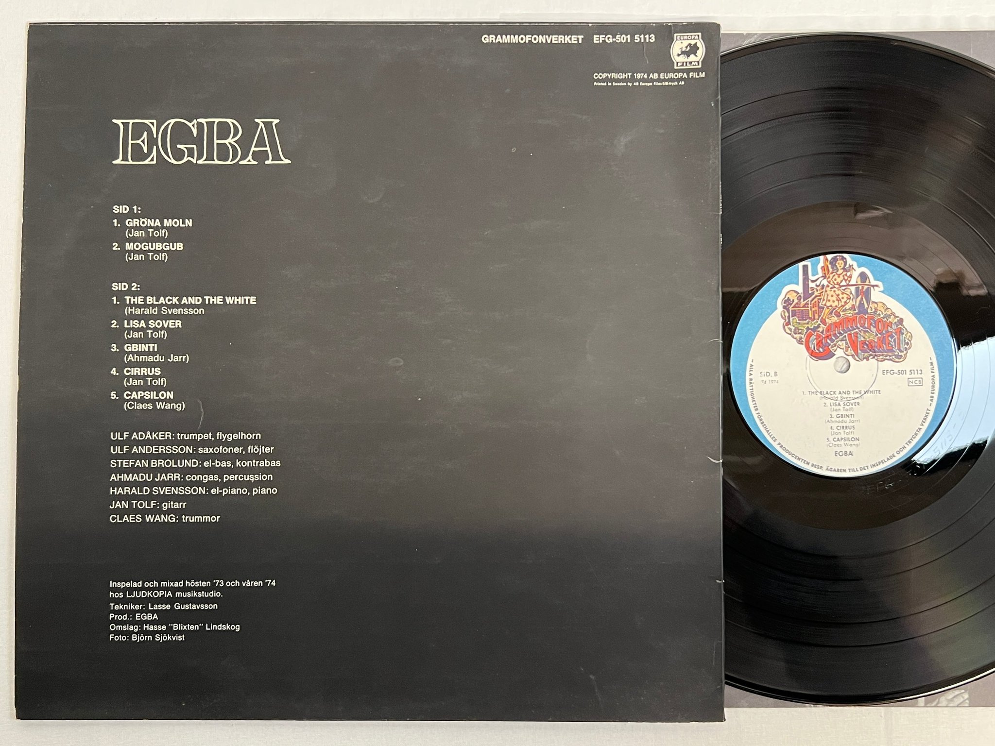 Omslagsbild för skivan EGBA s/t LP -74 Swe GRAMMOFONVERKET EFG 501 5113