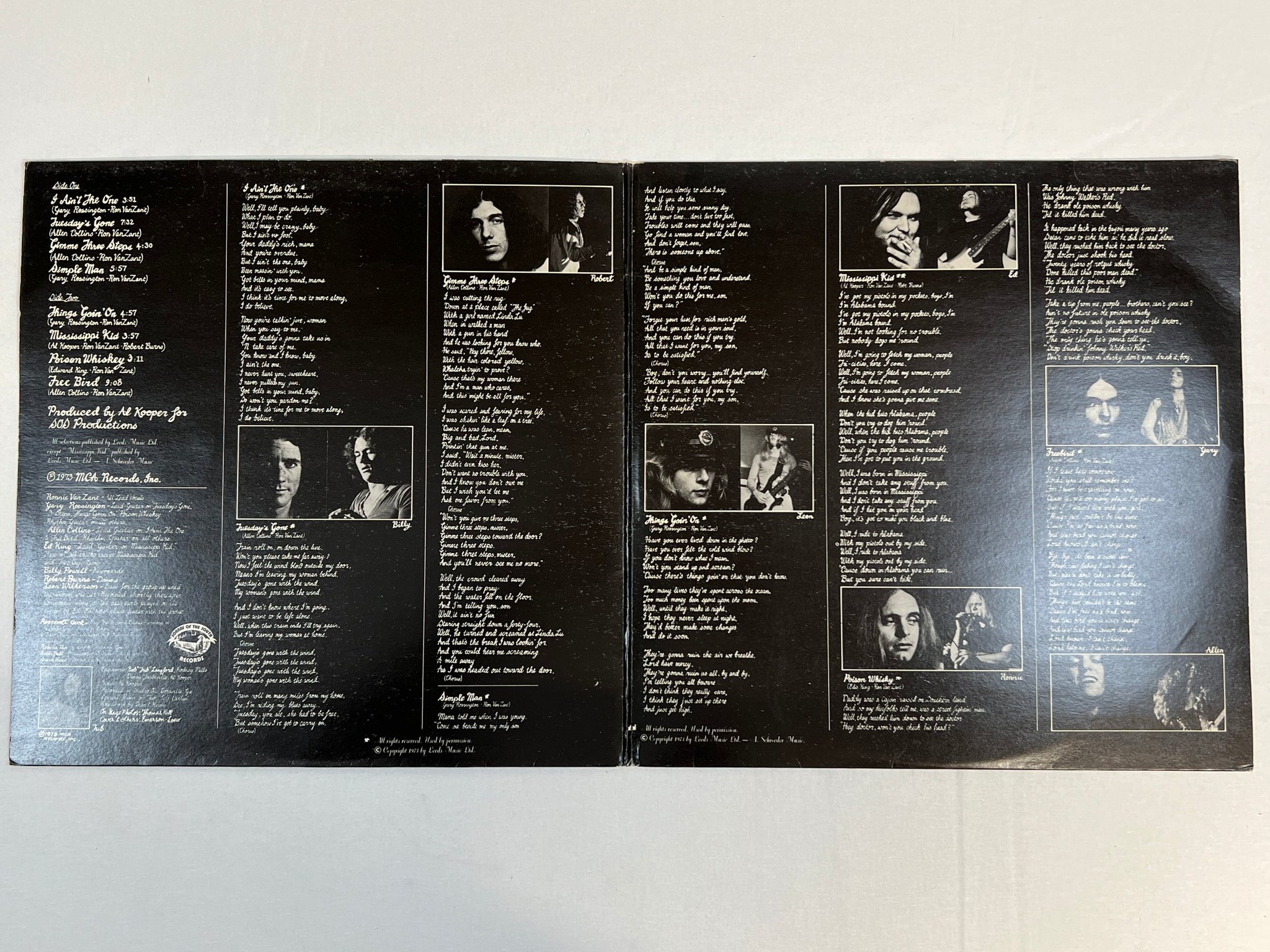 Omslagsbild för skivan LYNARD SKYNARD pronounced leh-nerd skin-nerd LP -73 UK MCA MCG 3502