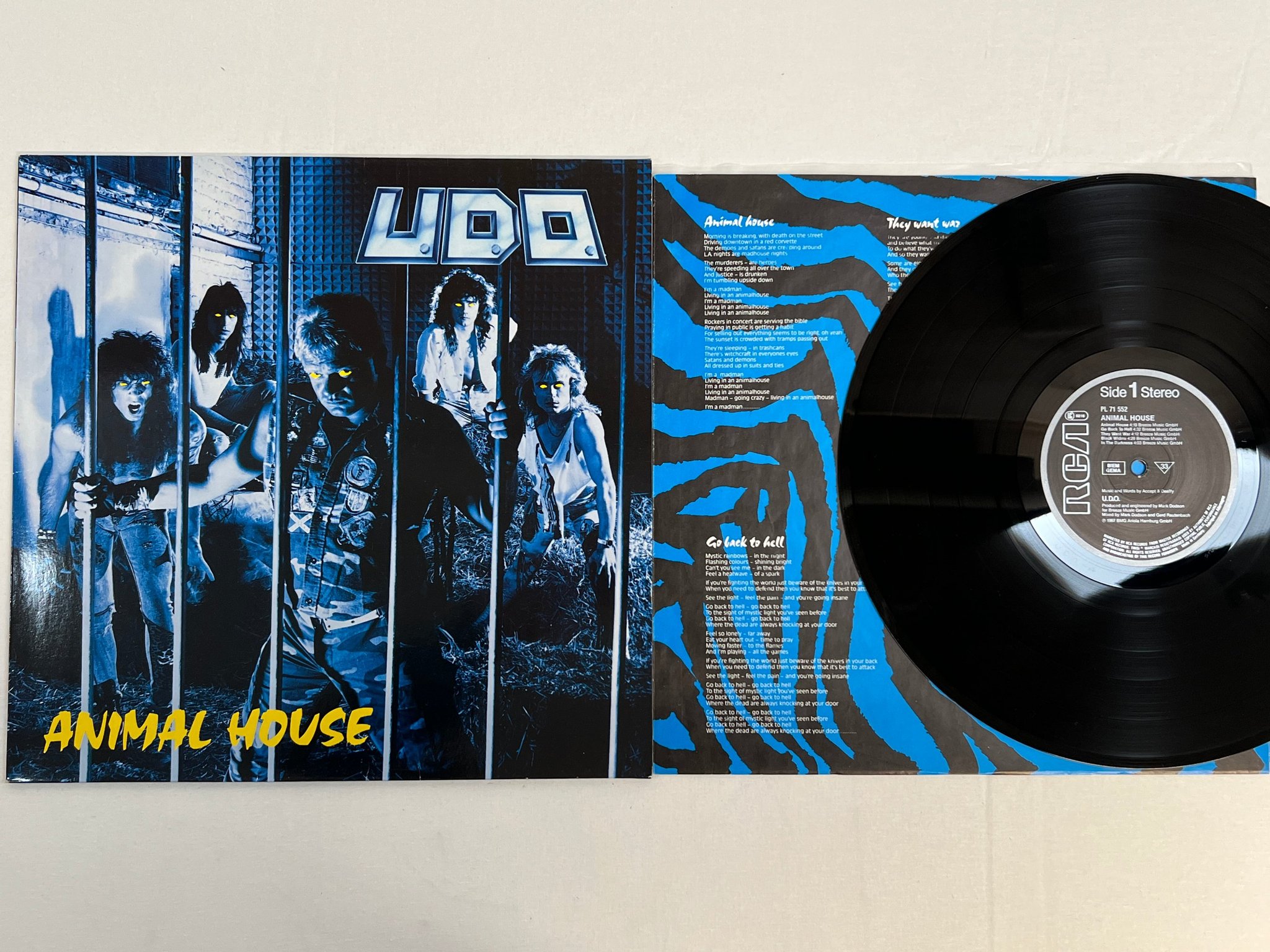 Omslagsbild för skivan U.D.O. animal house LP -87 RCA PL71552 