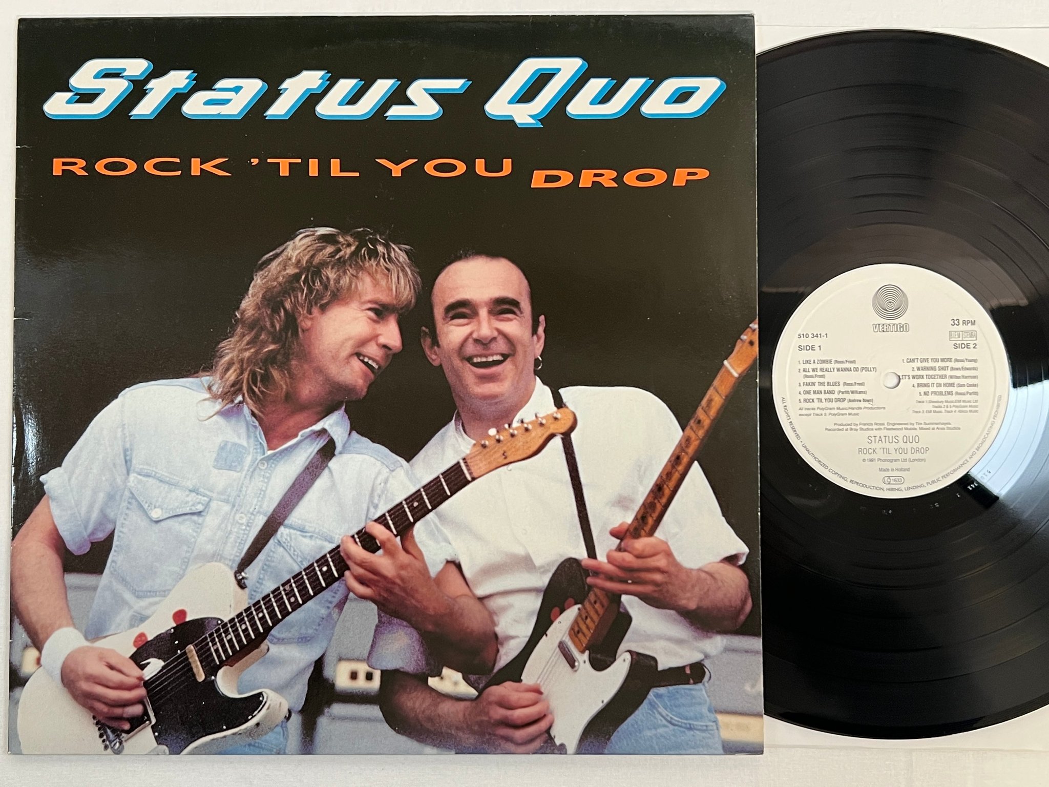 Omslagsbild för skivan STATUS QUO Rock 'Til You Drop LP -91 vertigo 510 341-1 