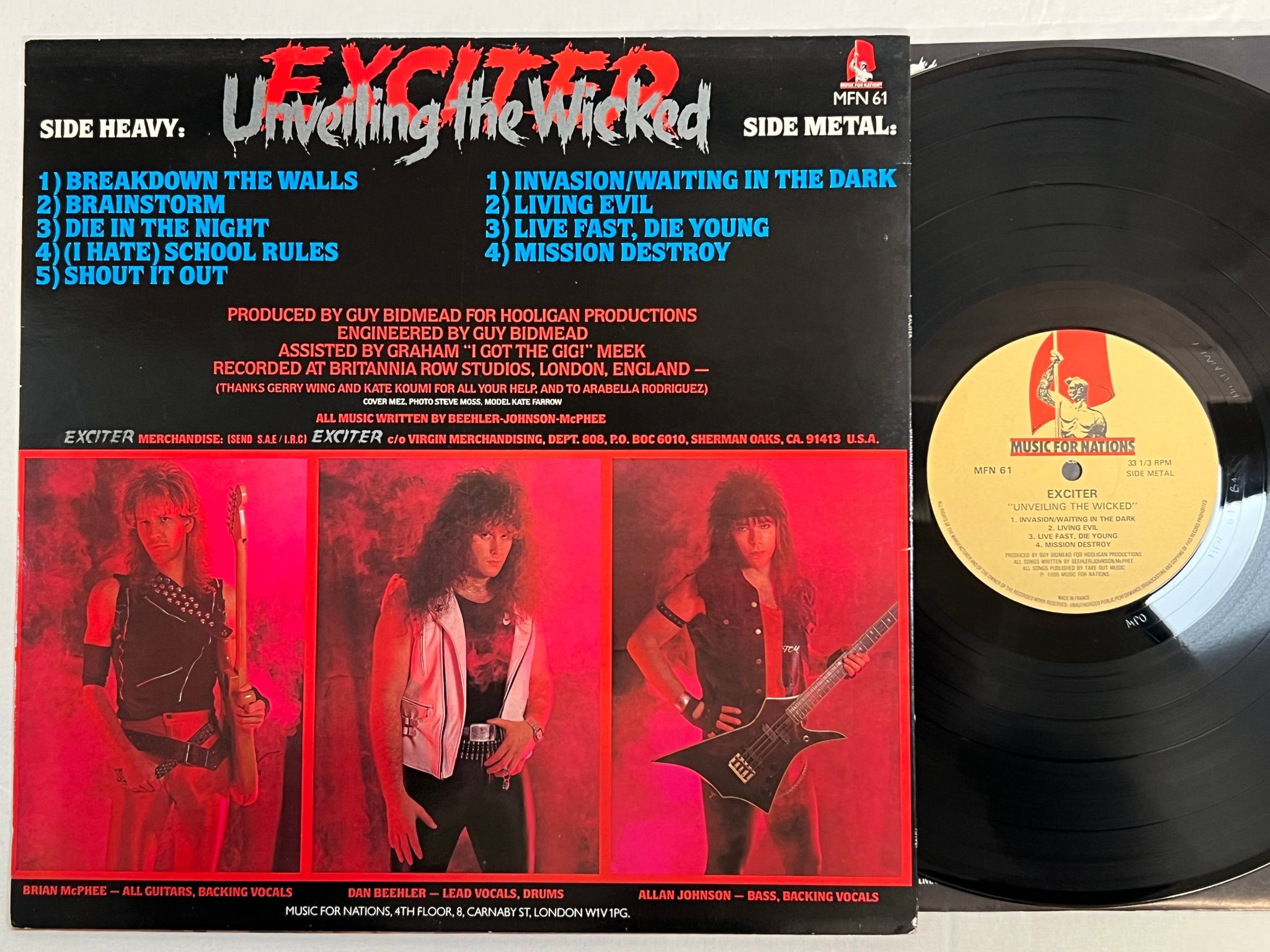 Omslagsbild för skivan EXCITER unveiling the wicked LP -86 MUSIC FOR NATIONS MFN 61