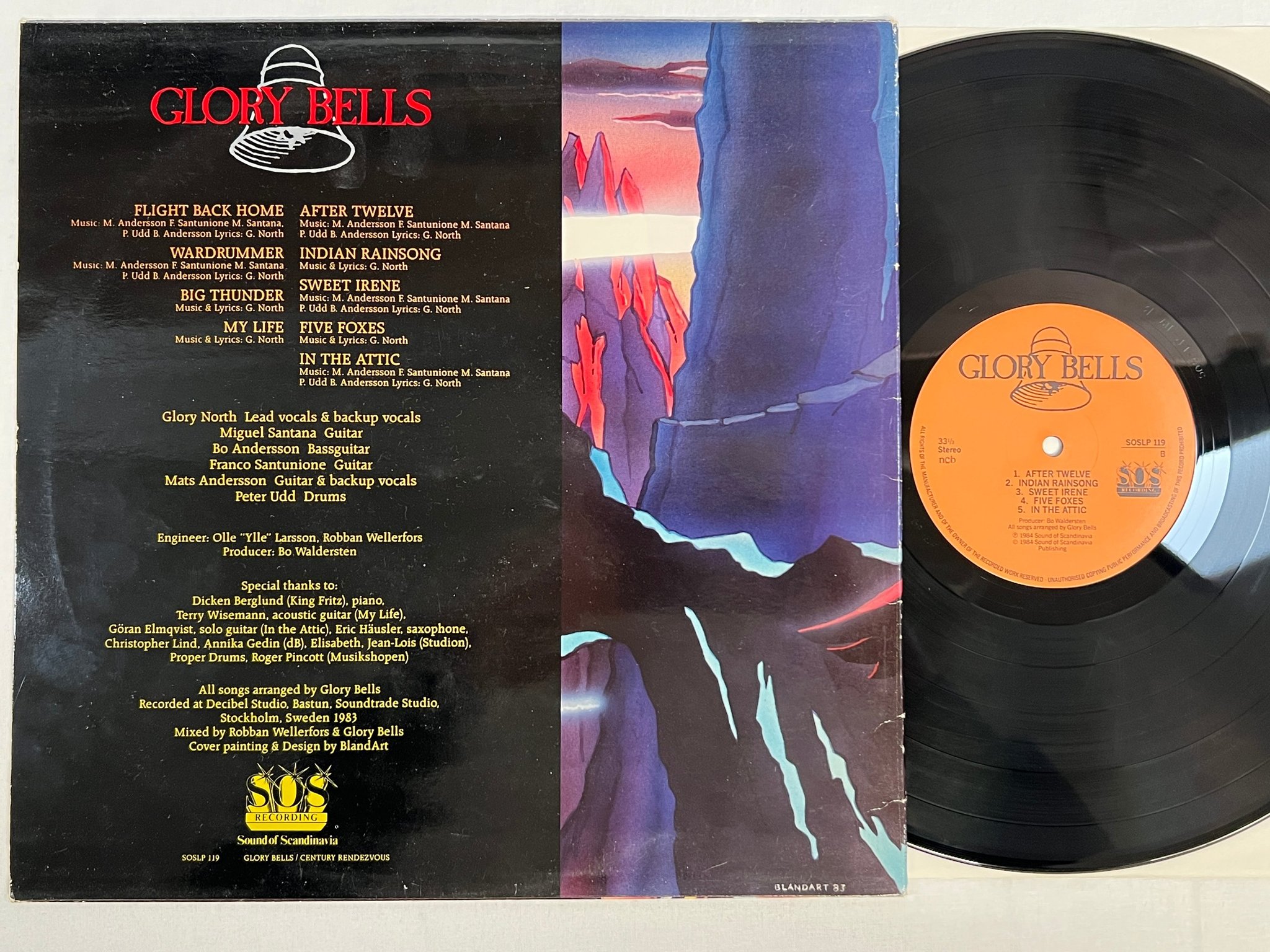 Omslagsbild för skivan GLORY BELLS s/t LP -84 Swe SOSLP 119 