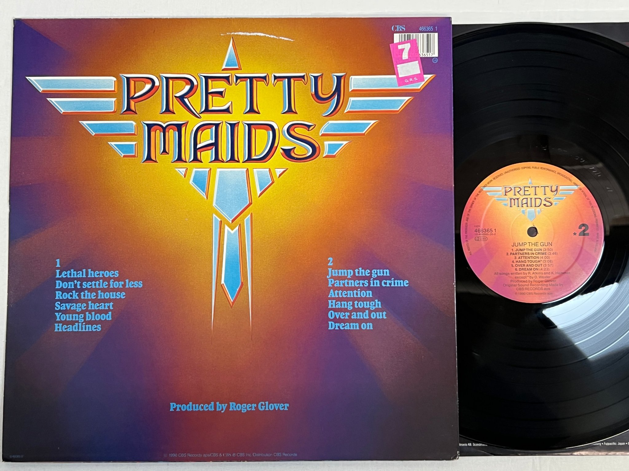Omslagsbild för skivan PRETTY MAIDS jump the gun LP -90 CBS 466365 1 