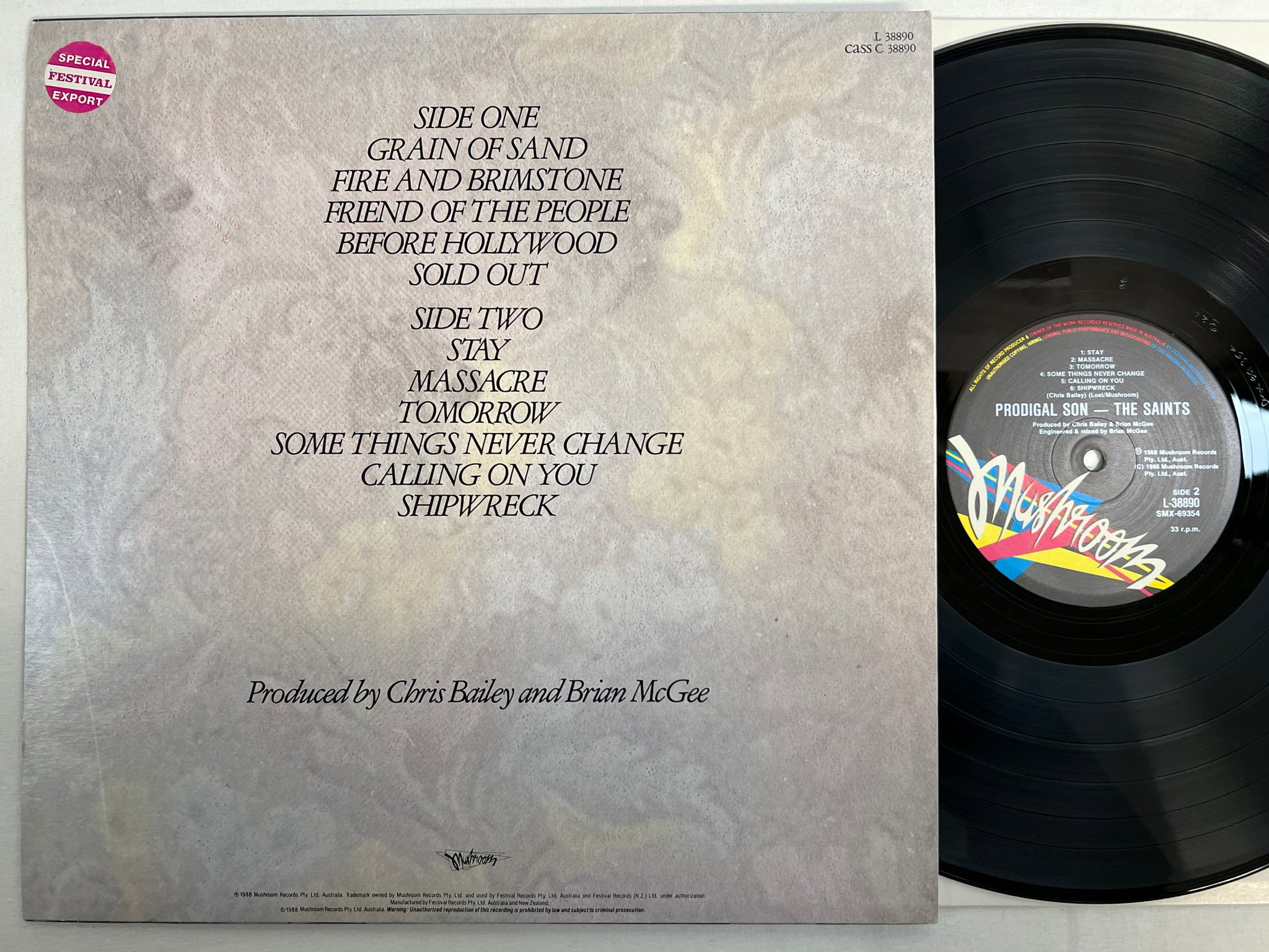 Omslagsbild för skivan THE SAINTS prodigal son LP -88 Australia MUSHROOM L-38890 