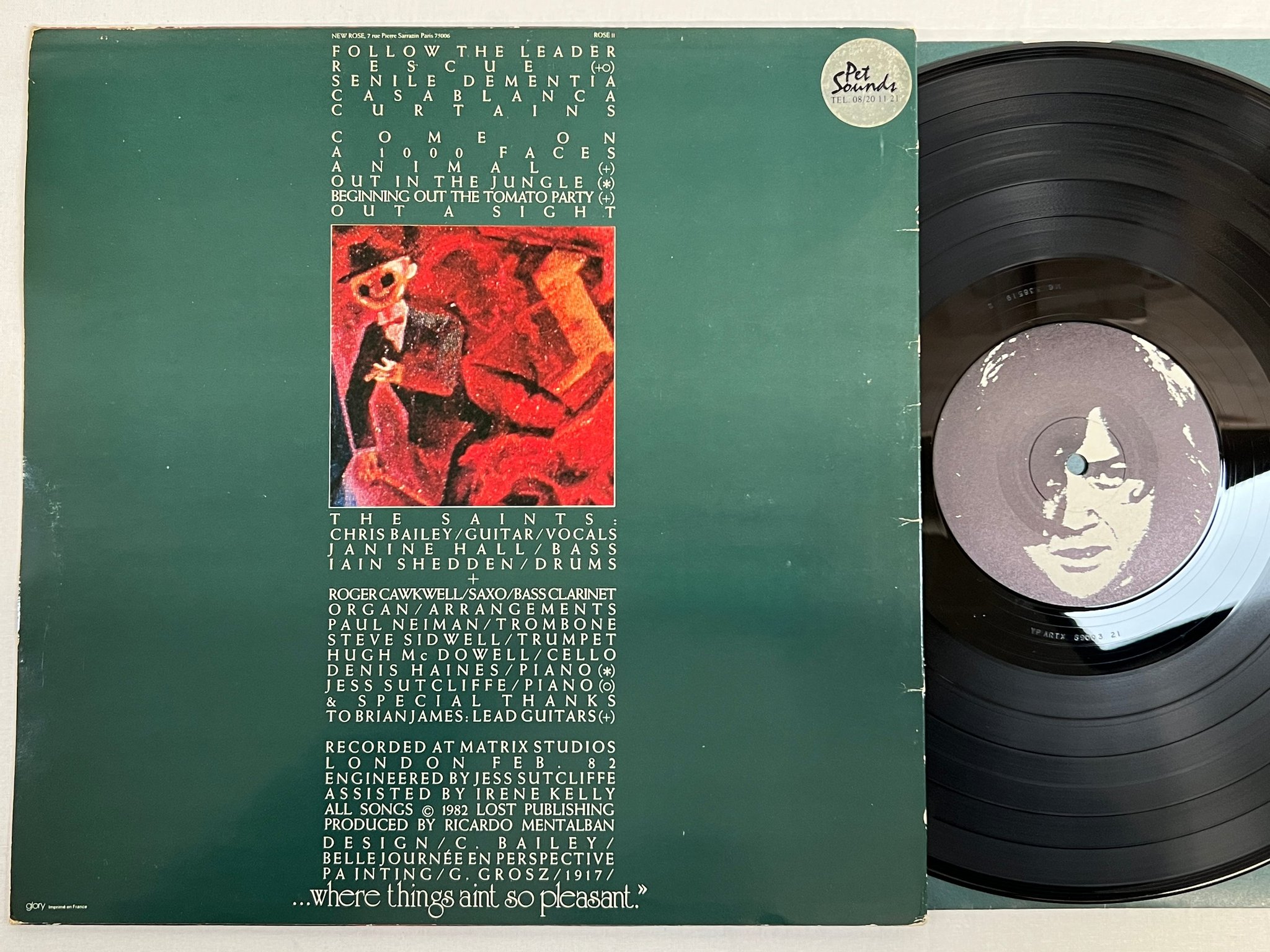 Omslagsbild för skivan THE SAINTS out in the jungle LP -82 fra NEW ROSE ROSE-11 