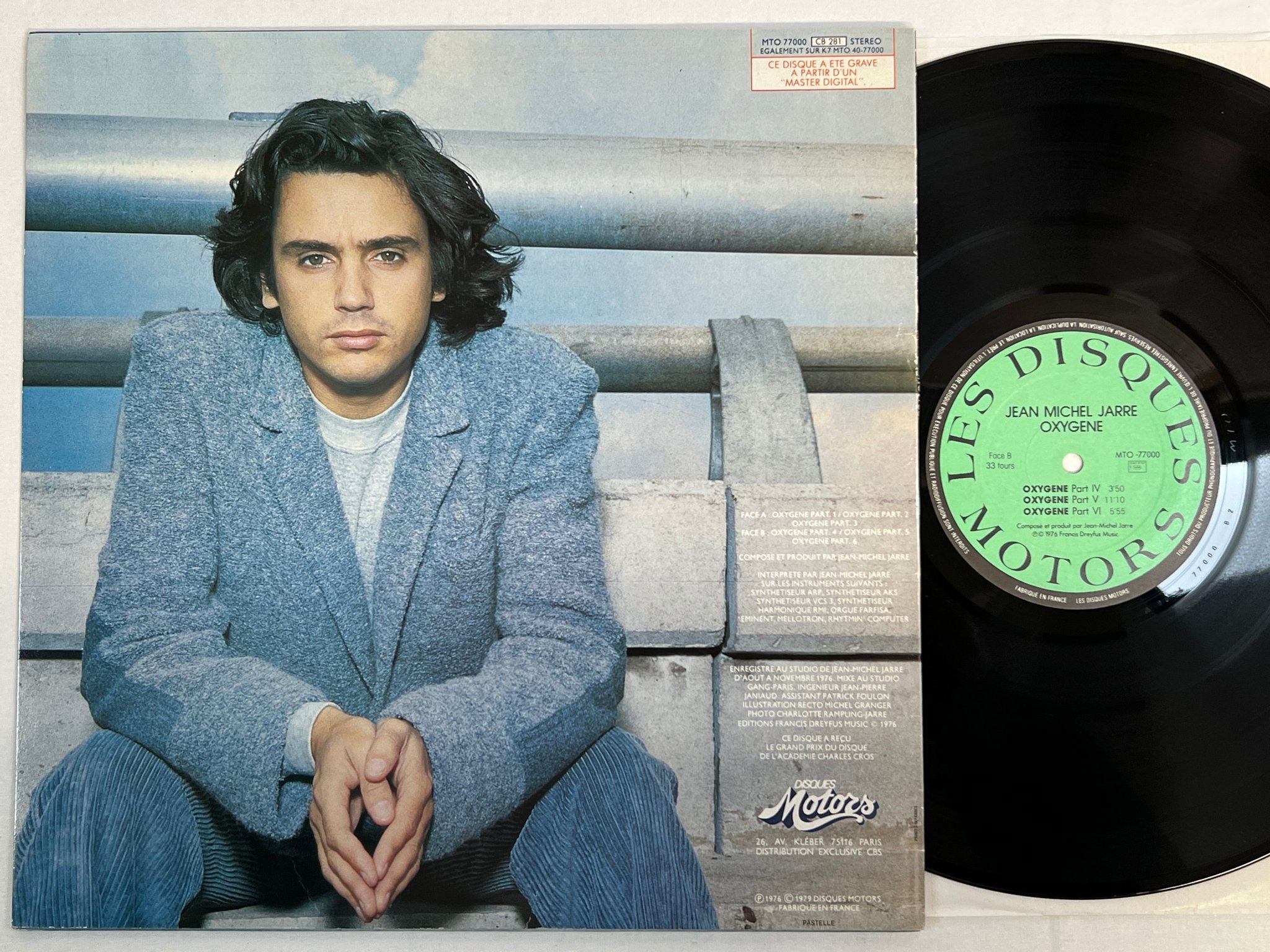 Omslagsbild för skivan JEAN MICHEL JARRE oxygene LP -76 Fra LES DISQUES MOTORS MTO-77000