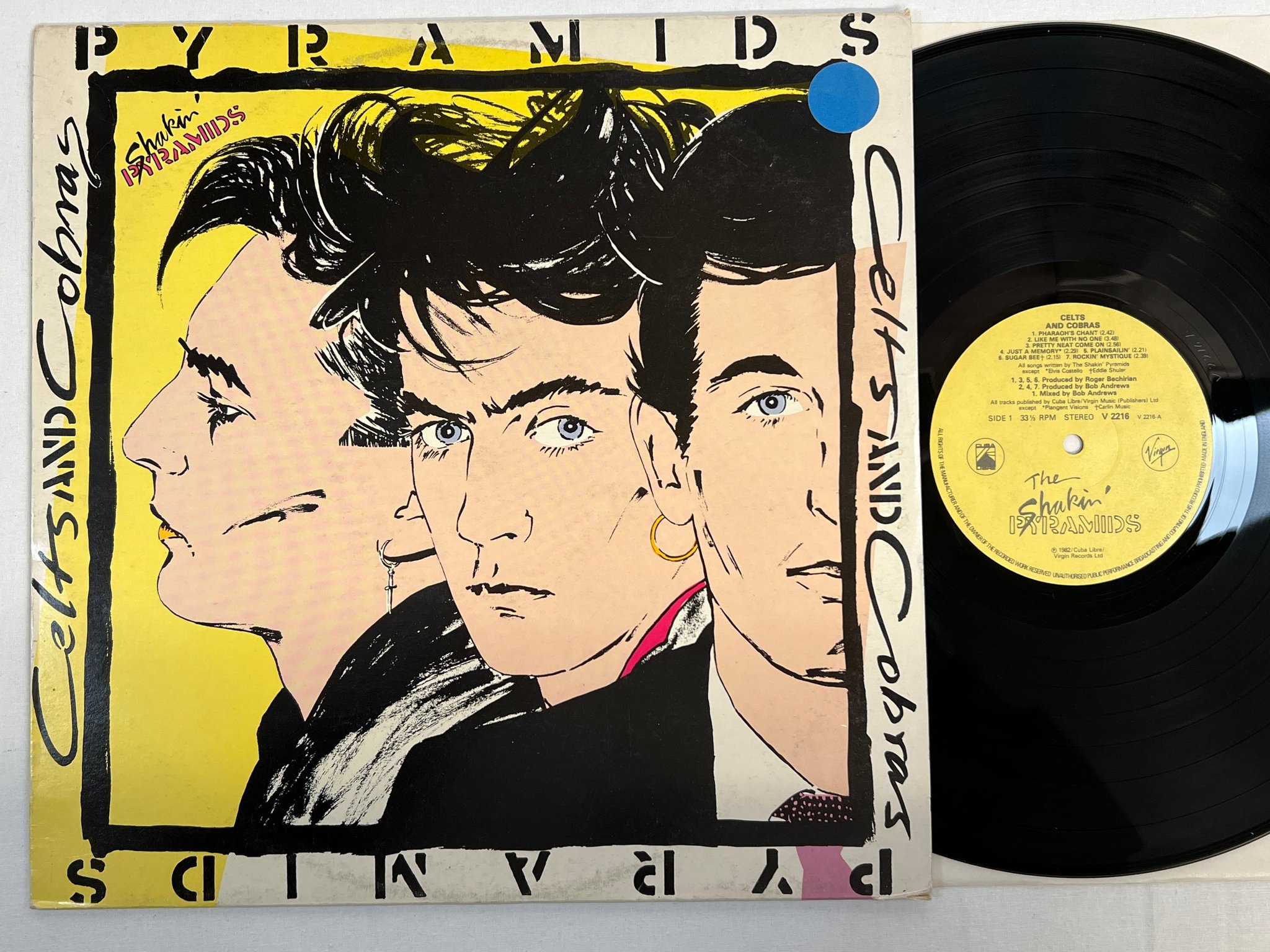 Omslagsbild för skivan THE SHAKIN PYRAMIDS celts and cobras LP -82 UK VIRGIN V2216