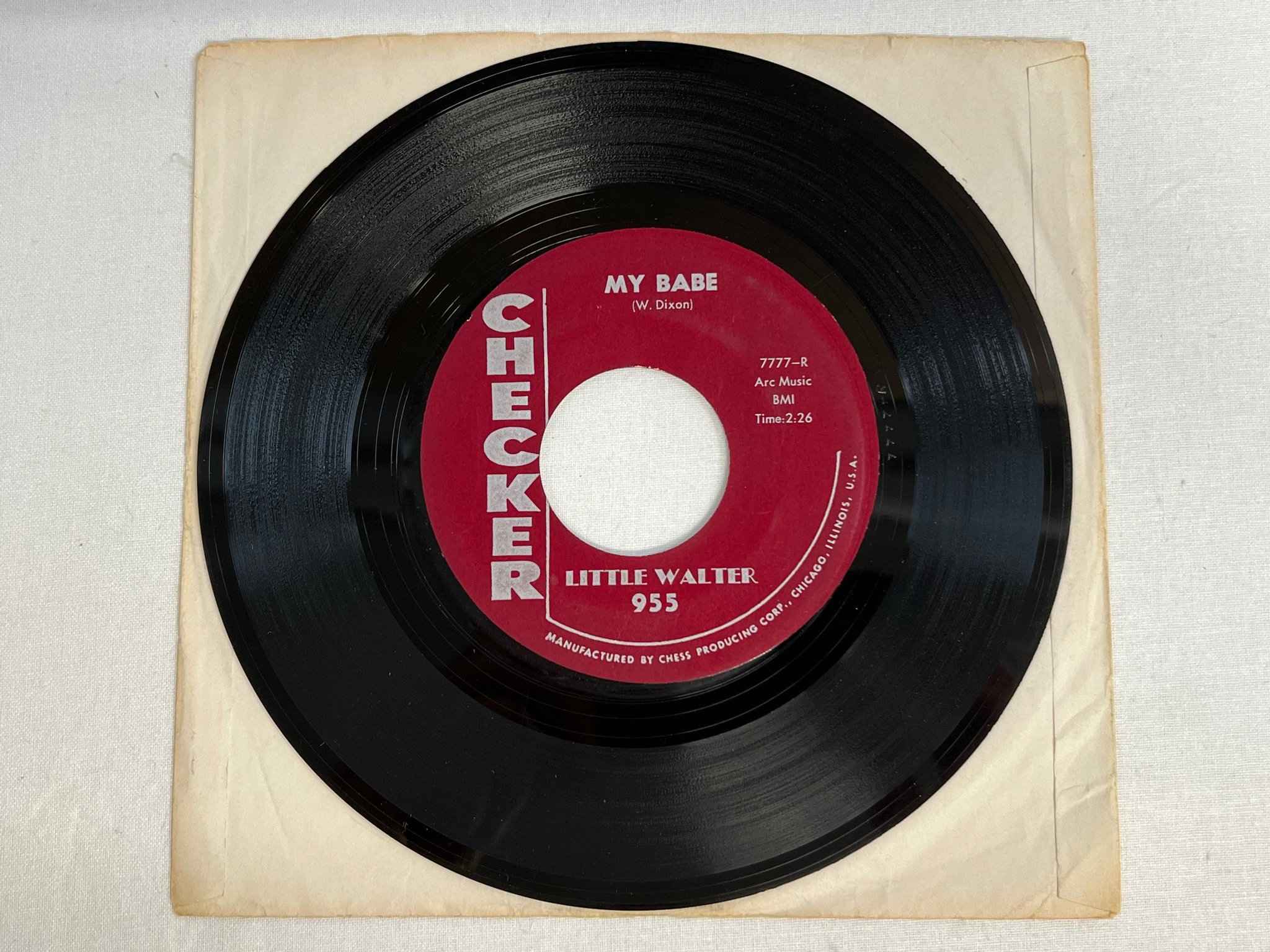 Omslagsbild för skivan LITTLE WALTER My Babe 7"single -60 US CHECKER 955 BLUES 