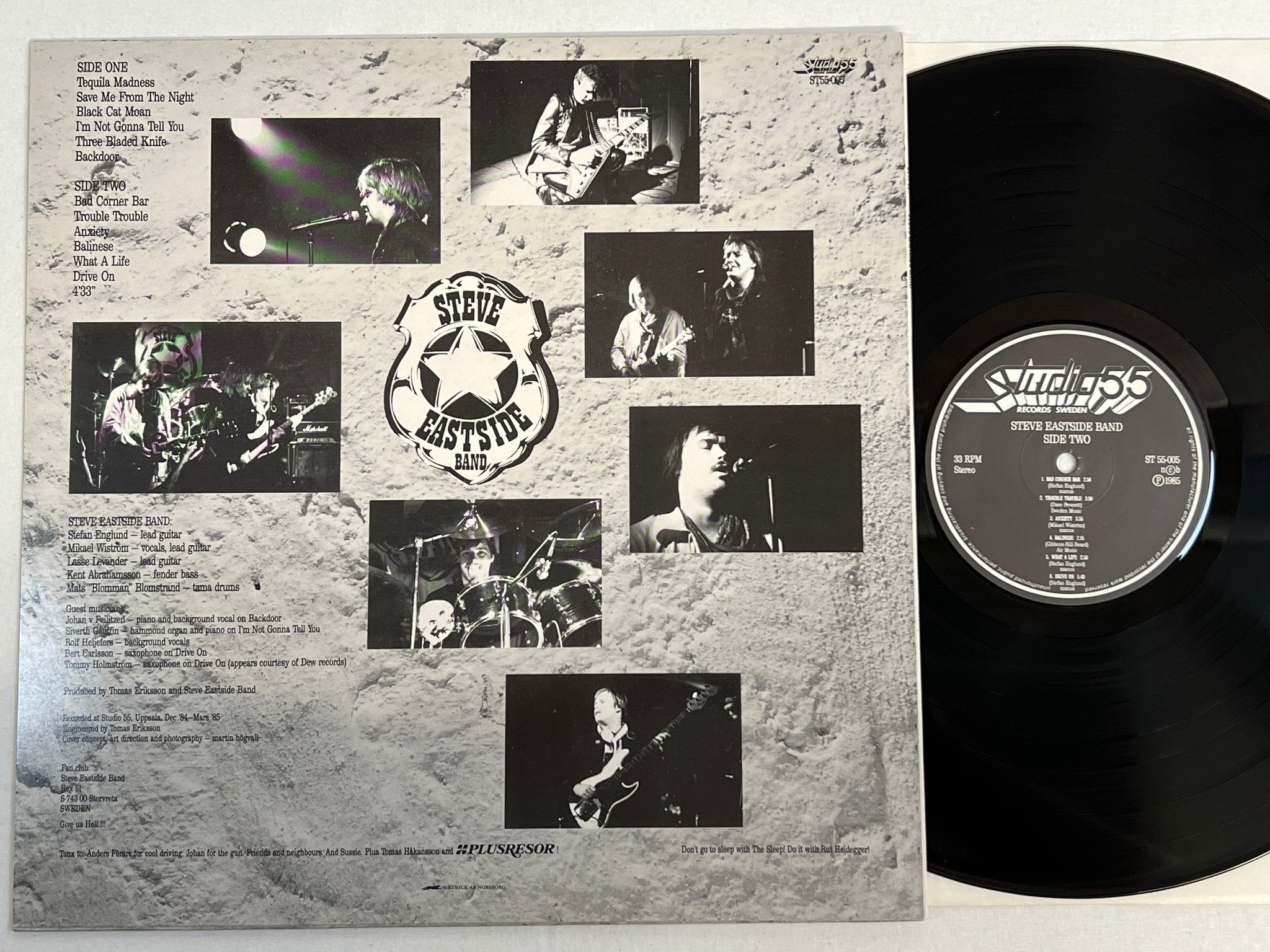 Omslagsbild för skivan STEVE EASTSIDE BAND LP -85 Swe STUDIO 55 ST55-005 southern rock