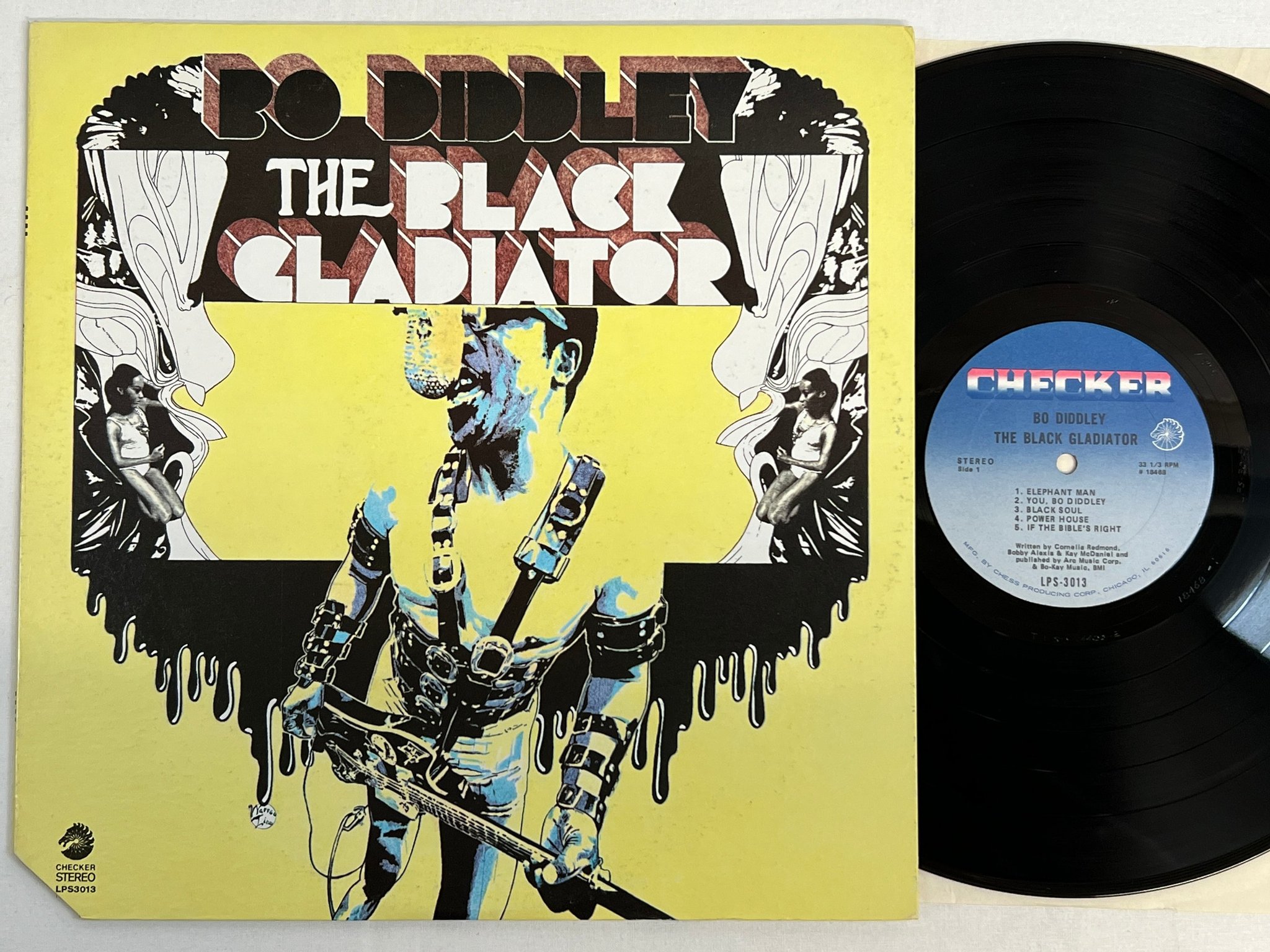 Omslagsbild för skivan BO DIDDLEY the black gladiator LP US CHECKER LPS-3013 funky blues