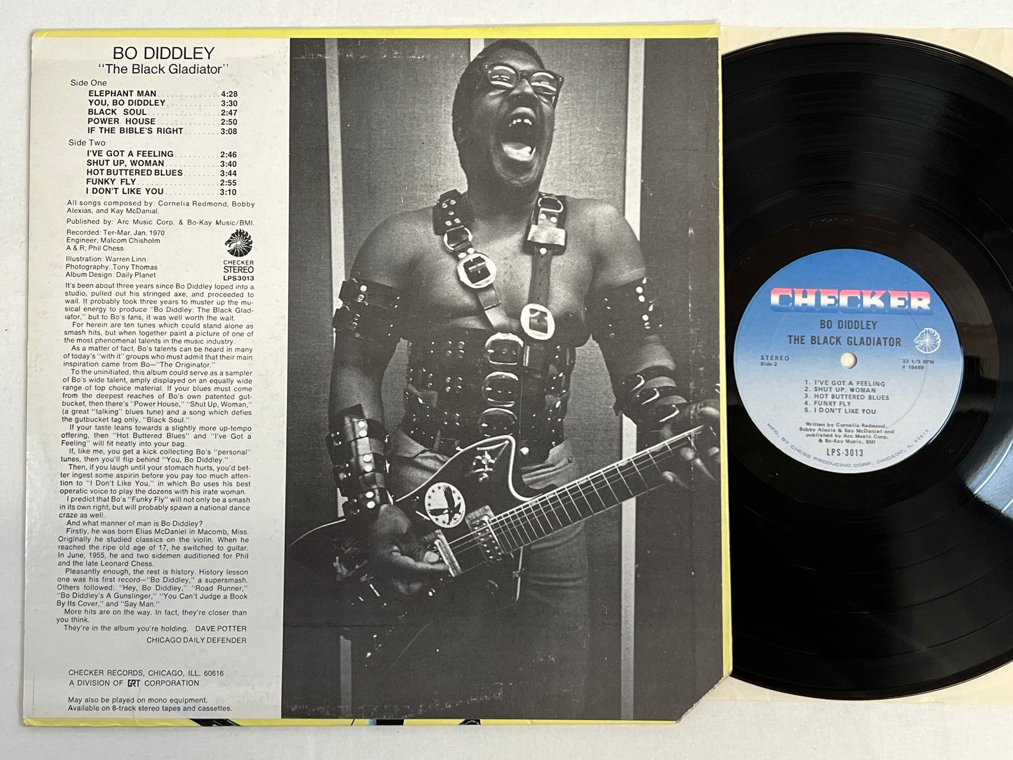 Omslagsbild för skivan BO DIDDLEY the black gladiator LP US CHECKER LPS-3013 funky blues