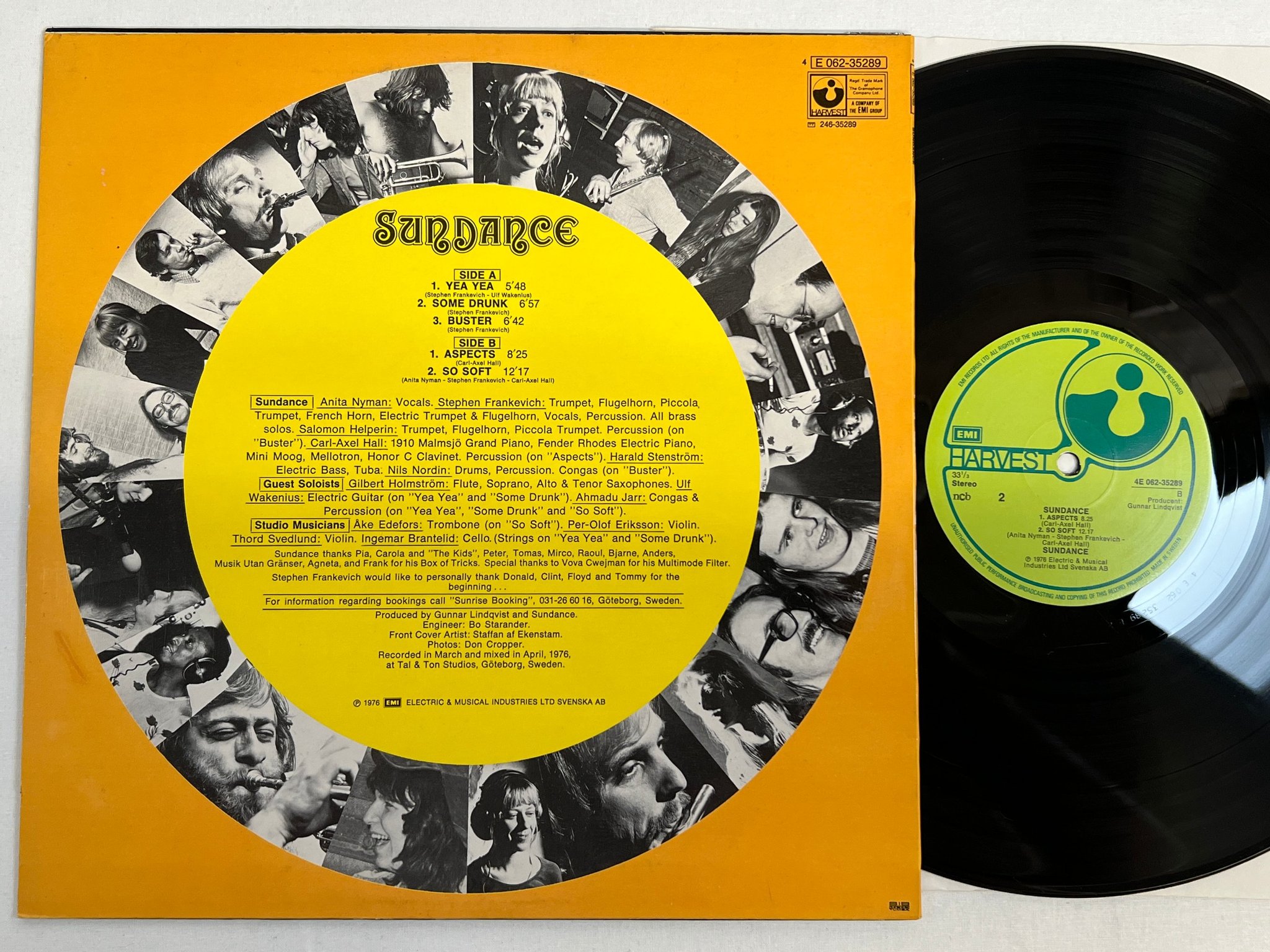 Omslagsbild för skivan SUNDANCE s/t LP -76 Swe HARVEST E 062-35289 VERY RARE JAZZ FUNK